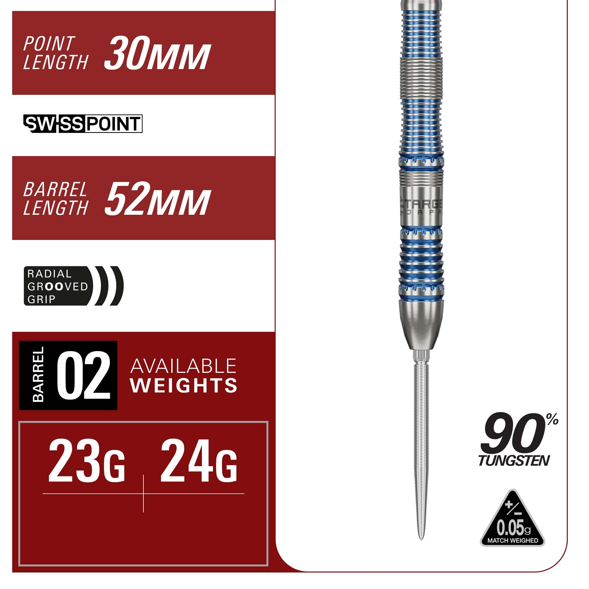 Target Japan Mizu Series 02 - 90% Tungsten Darts - Swiss Point - 23g 24g