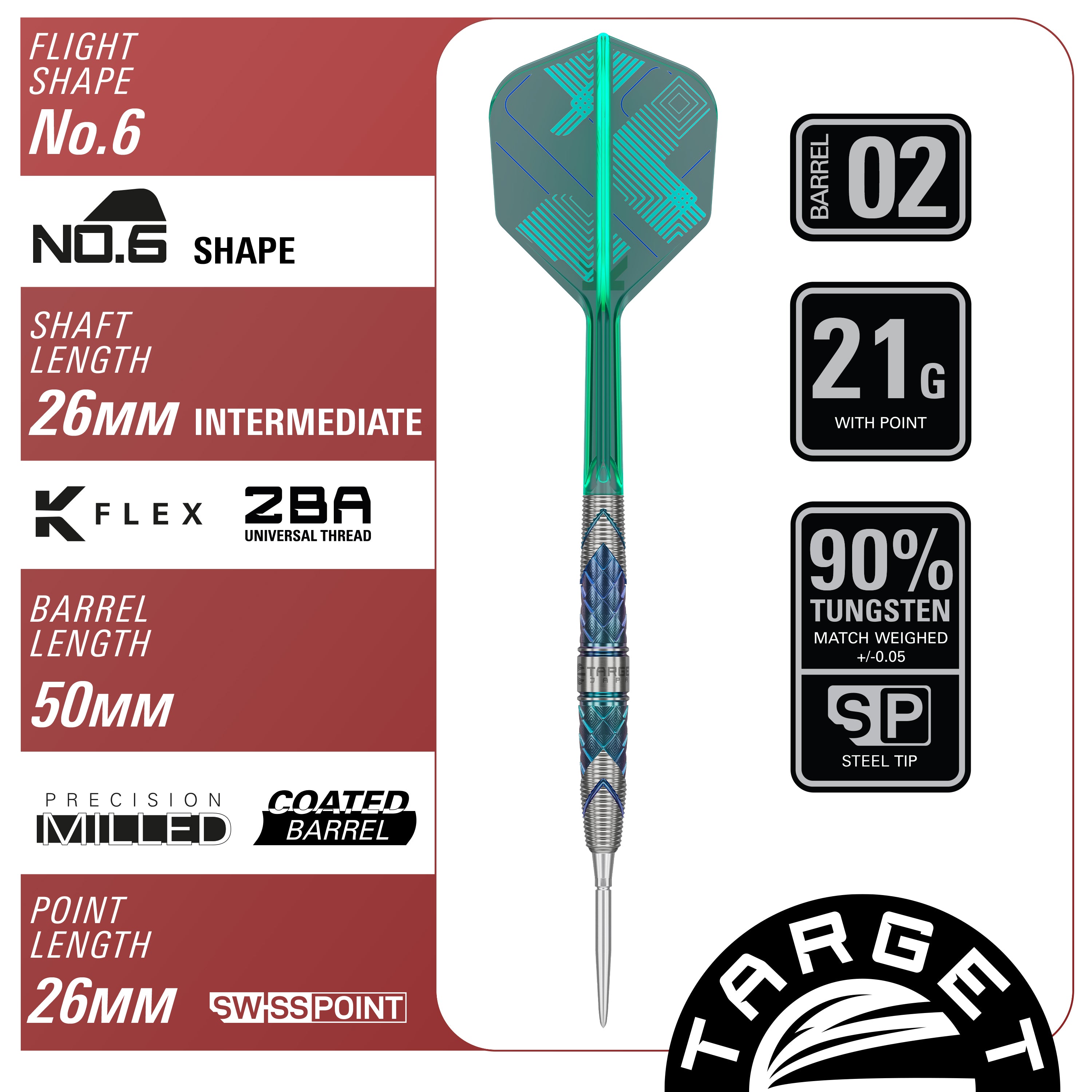Target Japan Kaze Series - Ceros 02 - 90% Tungsten Darts - Swiss Point - 21g 23g 25g