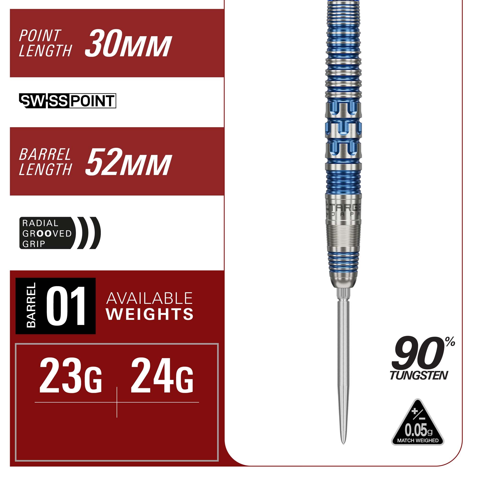 Target Japan Mizu Series 01 - 90% Tungsten Darts - Swiss Point - 23g 24g