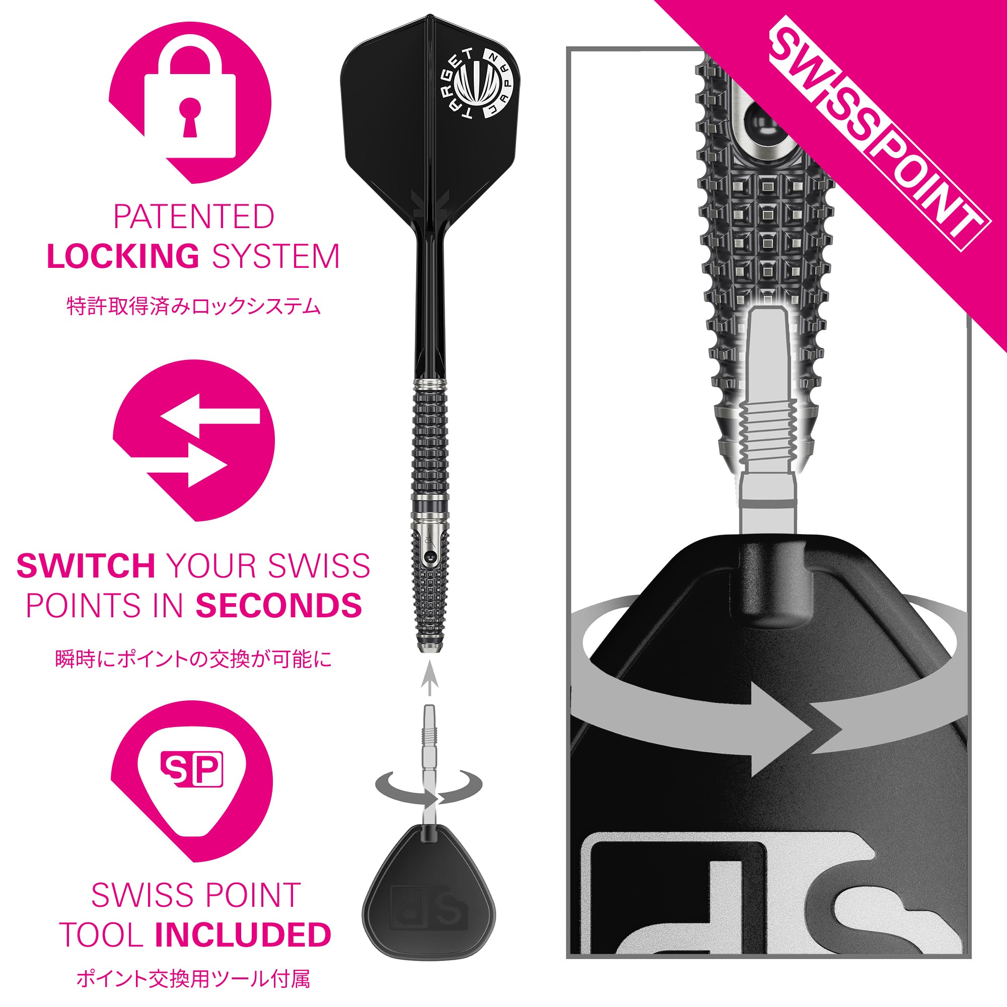 Target Japan Paul 'The Legend' Lim Gen 9 - 90% Tungsten Darts - Swiss Point - 22g 24g