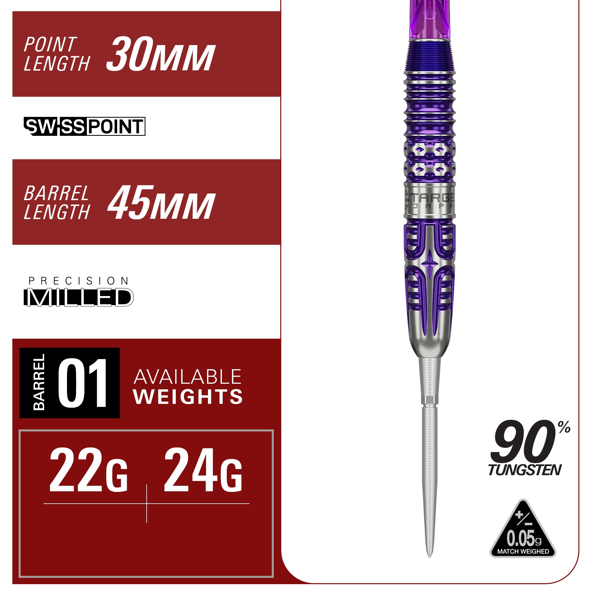 Target Japan - Endeavour Gen 3 - 90% Tungsten Darts - Swiss Points - 22g 24g