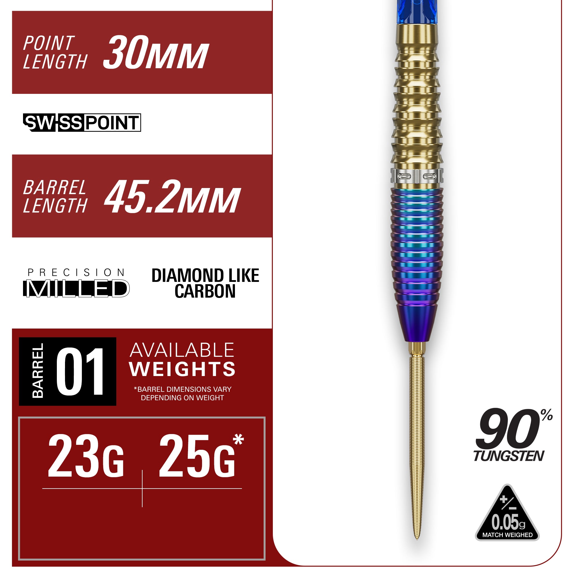 Target Japan Zenith Gen 2 - 90% Tungsten Darts - Swiss Point - 23g 25g