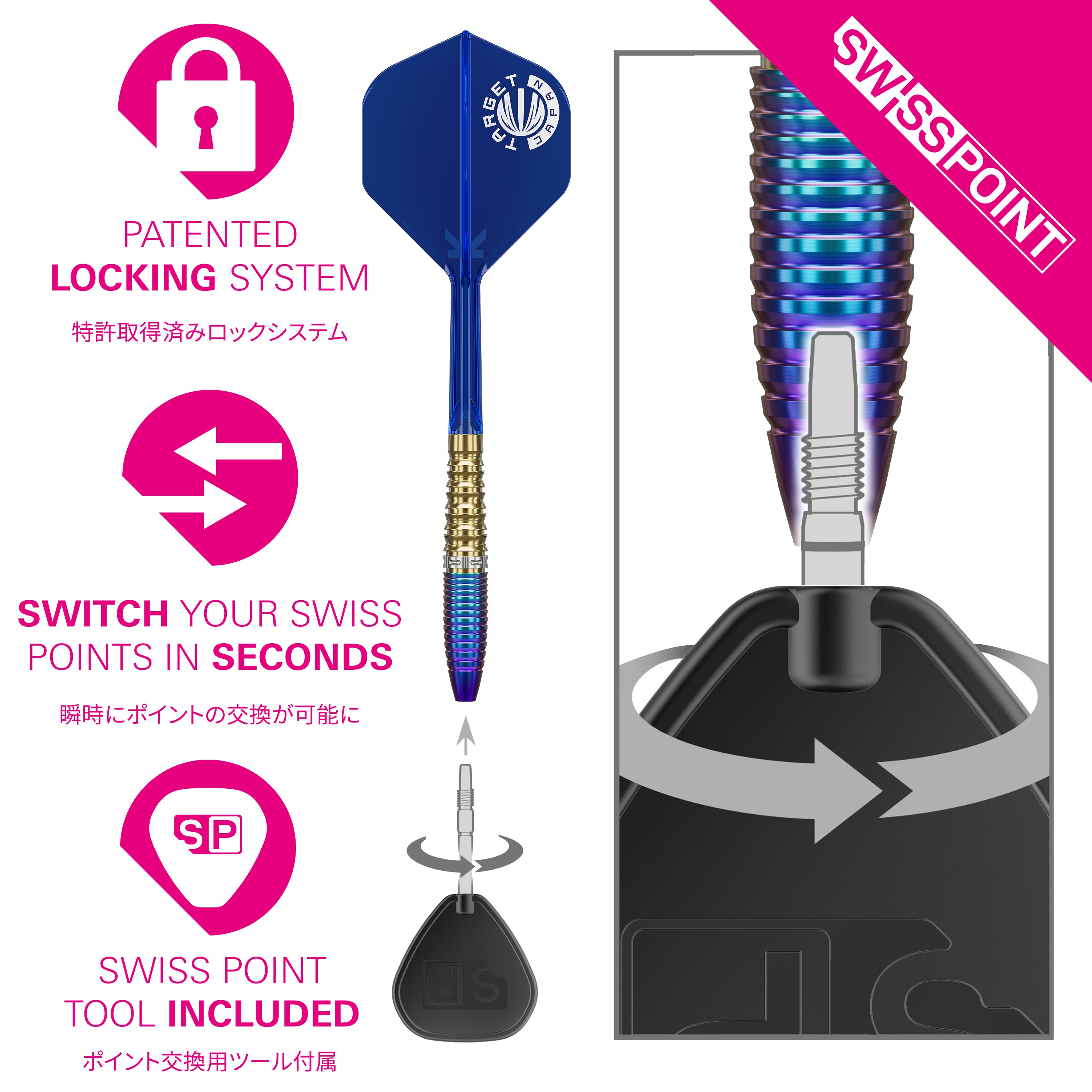 Target Japan Zenith Gen 2 - 90% Tungsten Darts - Swiss Point - 23g 25g