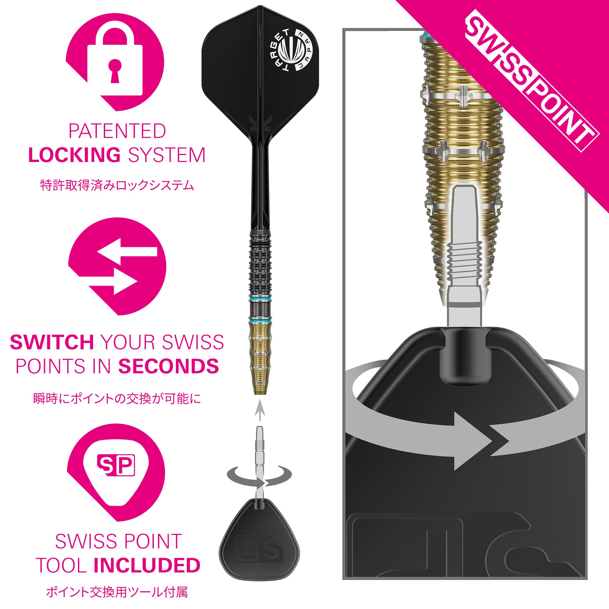 Target Japan - The Miracle Gen 7.5 - Mikuru Suzuki - 95% Tungsten Darts - Swiss Points - 22g 24g