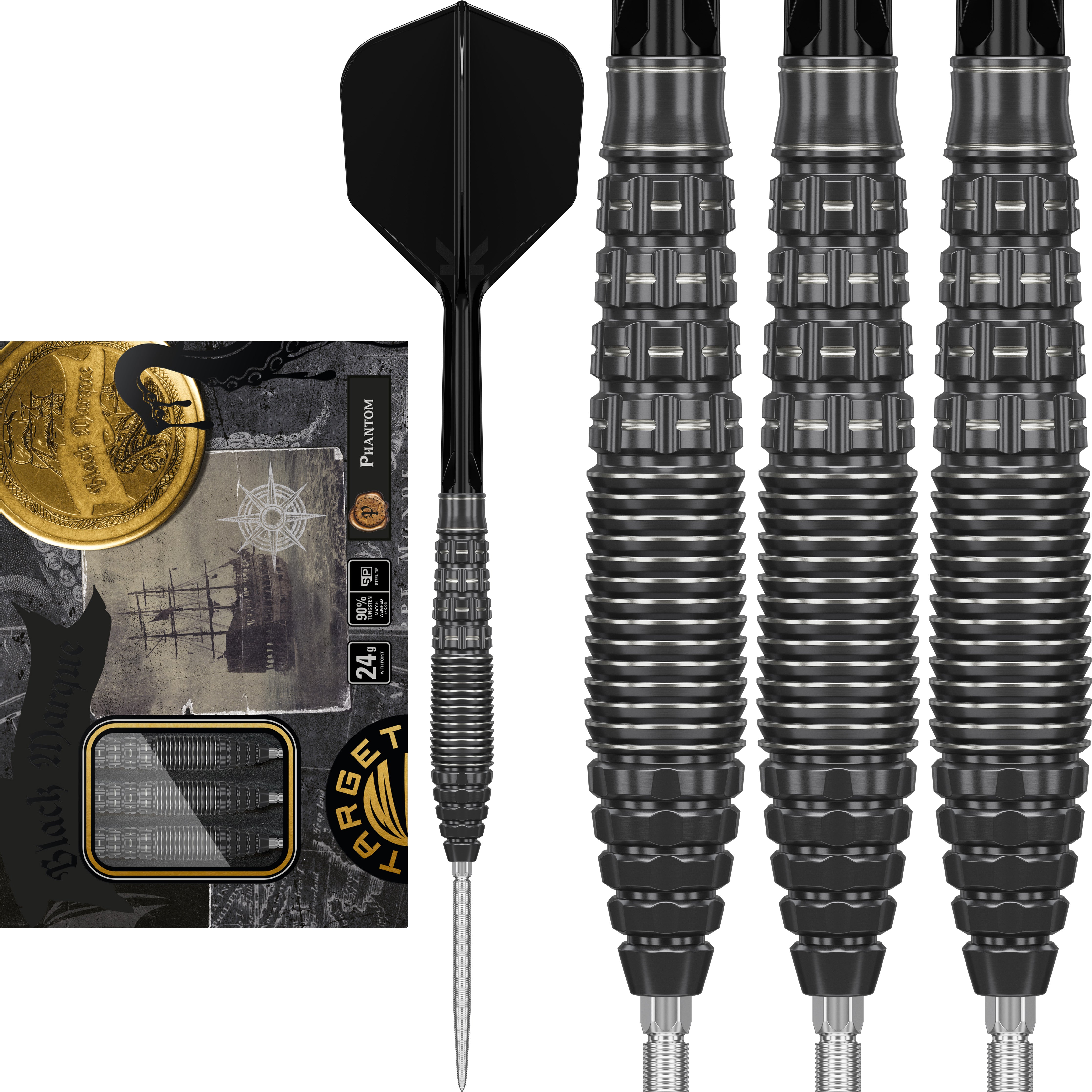 Target Japan Black Marque SP Steel Tip Darts Series - 90% Tungsten - Phantom - 24g