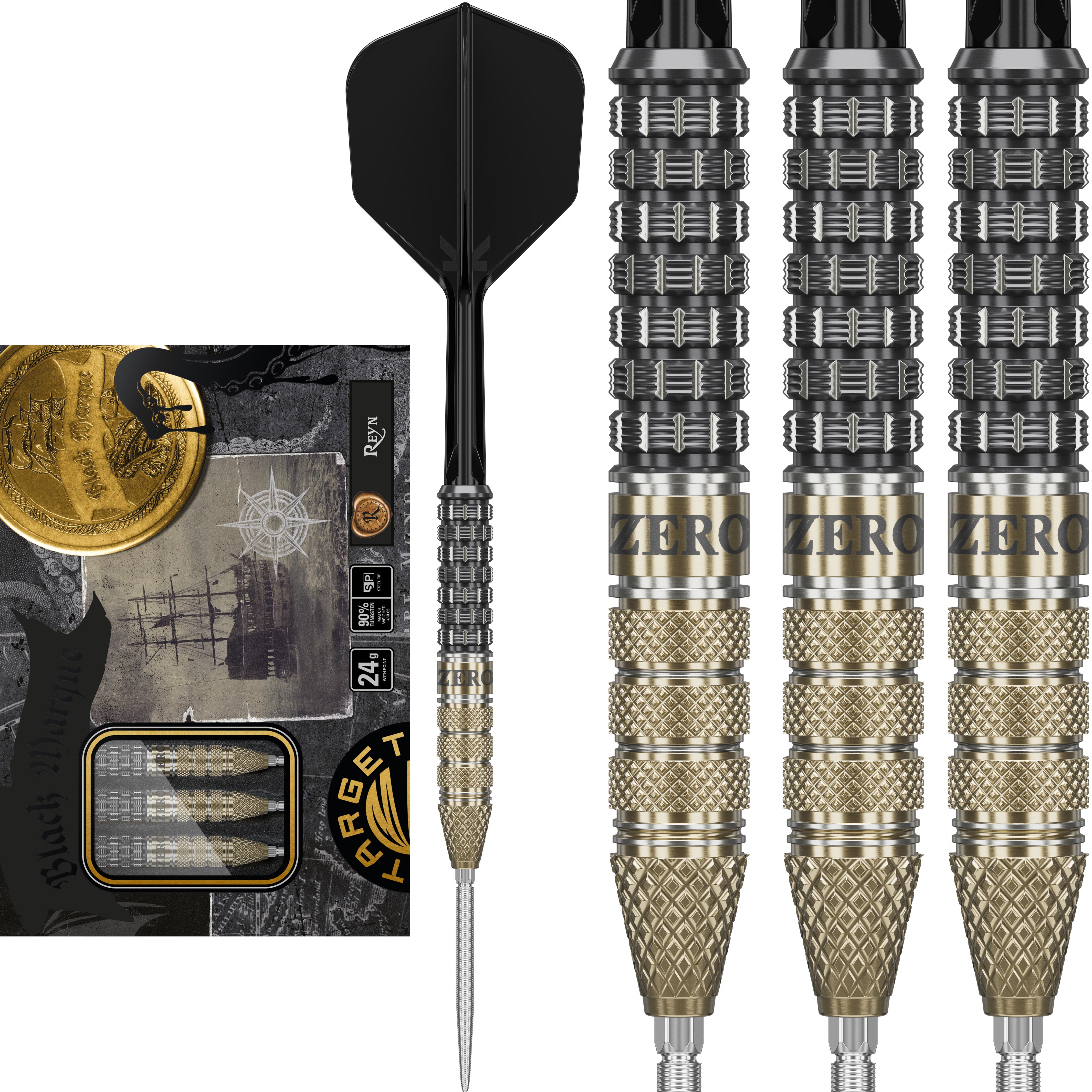 Target Japan Black Marque SP Steel Tip Darts Series - 90% Tungsten - Reyn - 24g