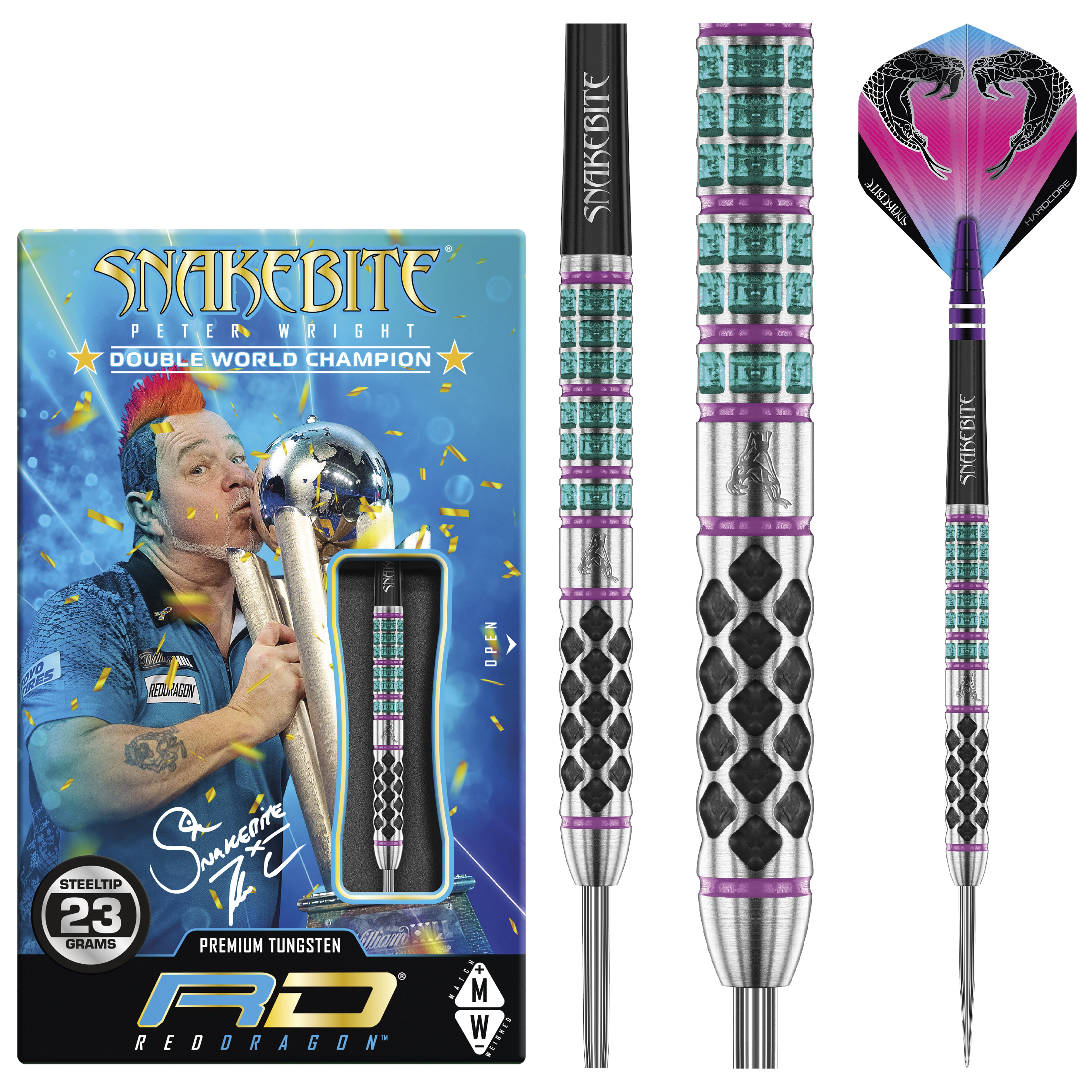 Red Dragon Peter Wright - Supa Venom - Snakebite - 90% Tungsten Darts - 23g 24g