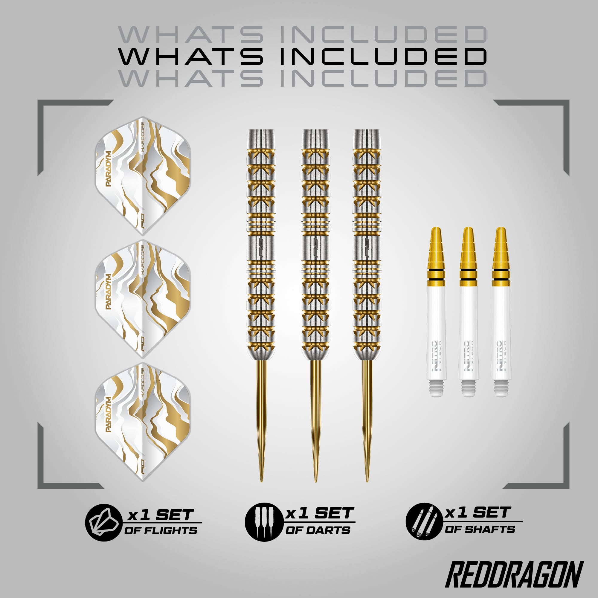 Red Dragon Paradym Gold - Parrallel - 90% Tungsten Darts - 22g 24g 26g