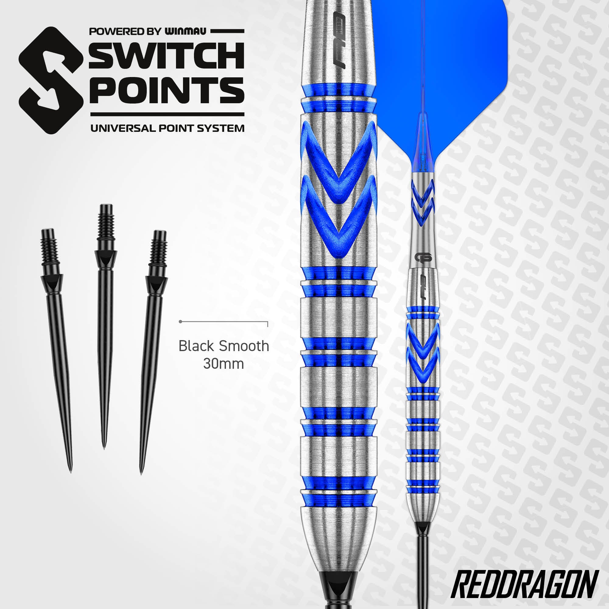 Red Dragon Gerwyn Price - Blue Original - Switch Points Darts - 90% Tungsten - 23g 24g 26g