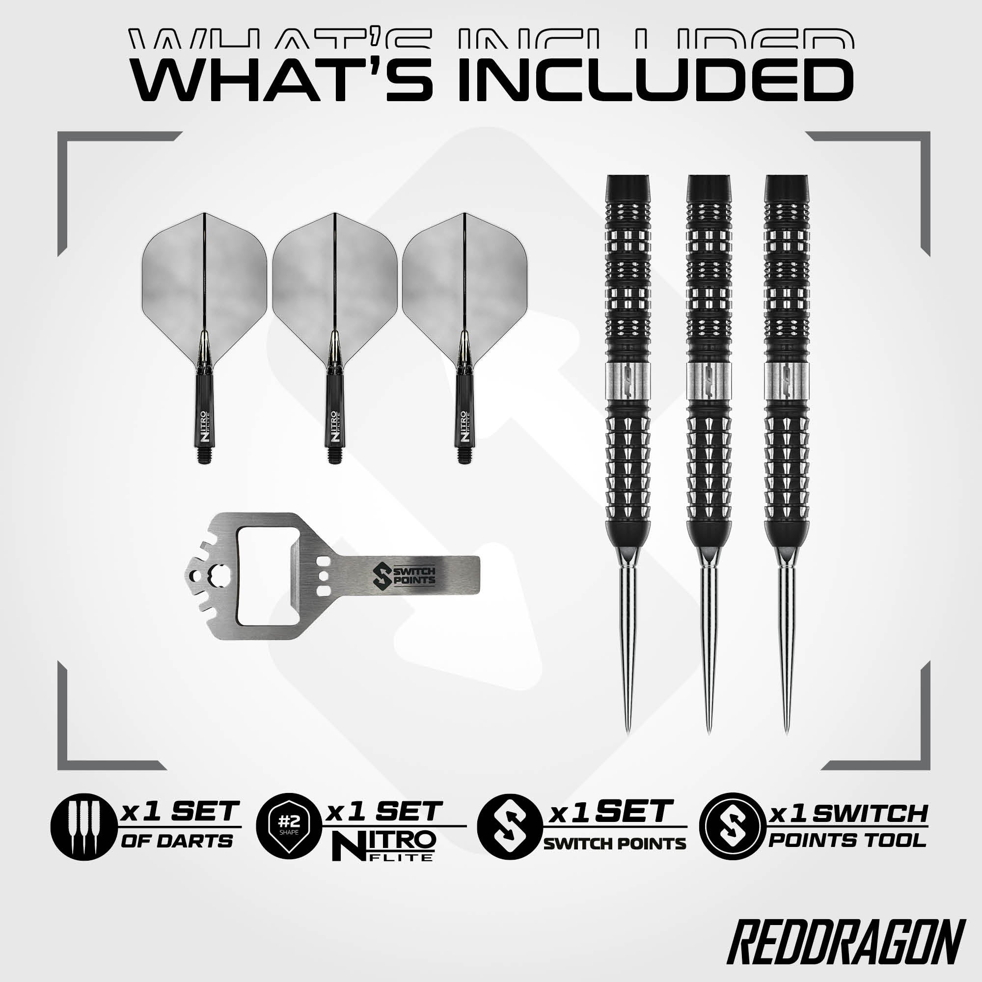 Red Dragon Recon Darts - Parallel - Switch Points - 90% Tungsten Darts - 22g 24g