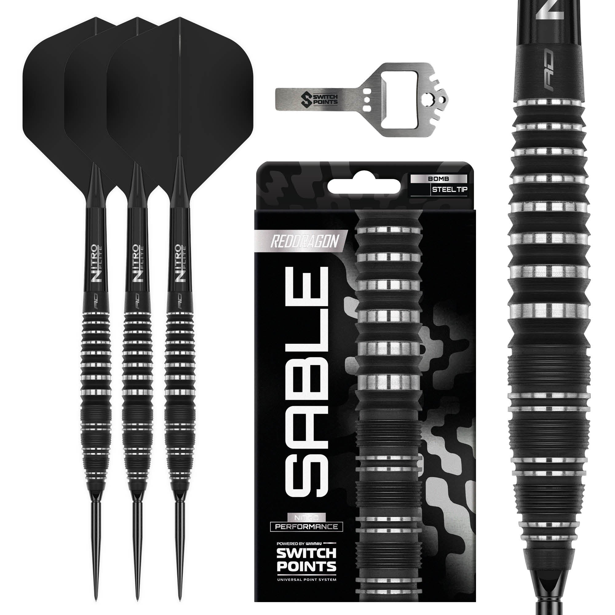 Red Dragon Sable 03 Bomb - Switch Points Darts - 90% Tungsten - 22g 24g 26g
