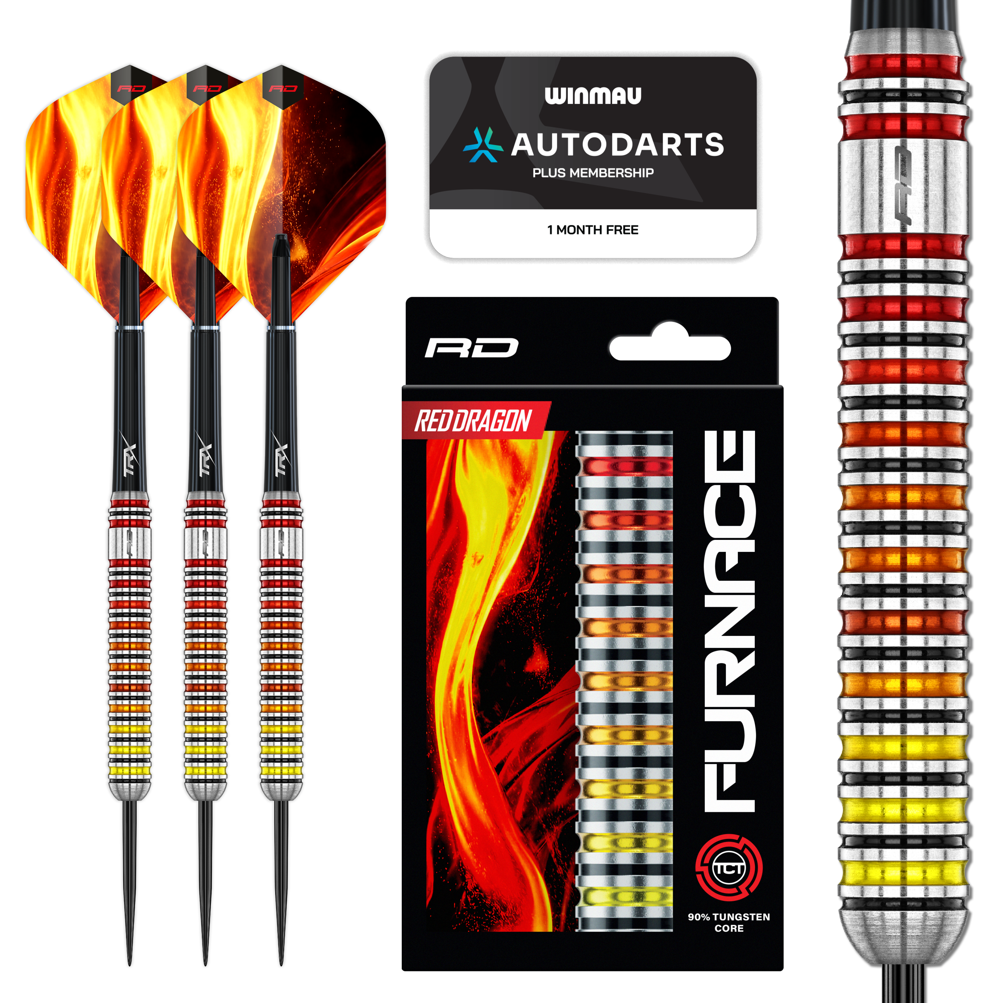 Red Dragon Furnace - 90% Tungsten Core Steel Tip Darts - 22g 24g