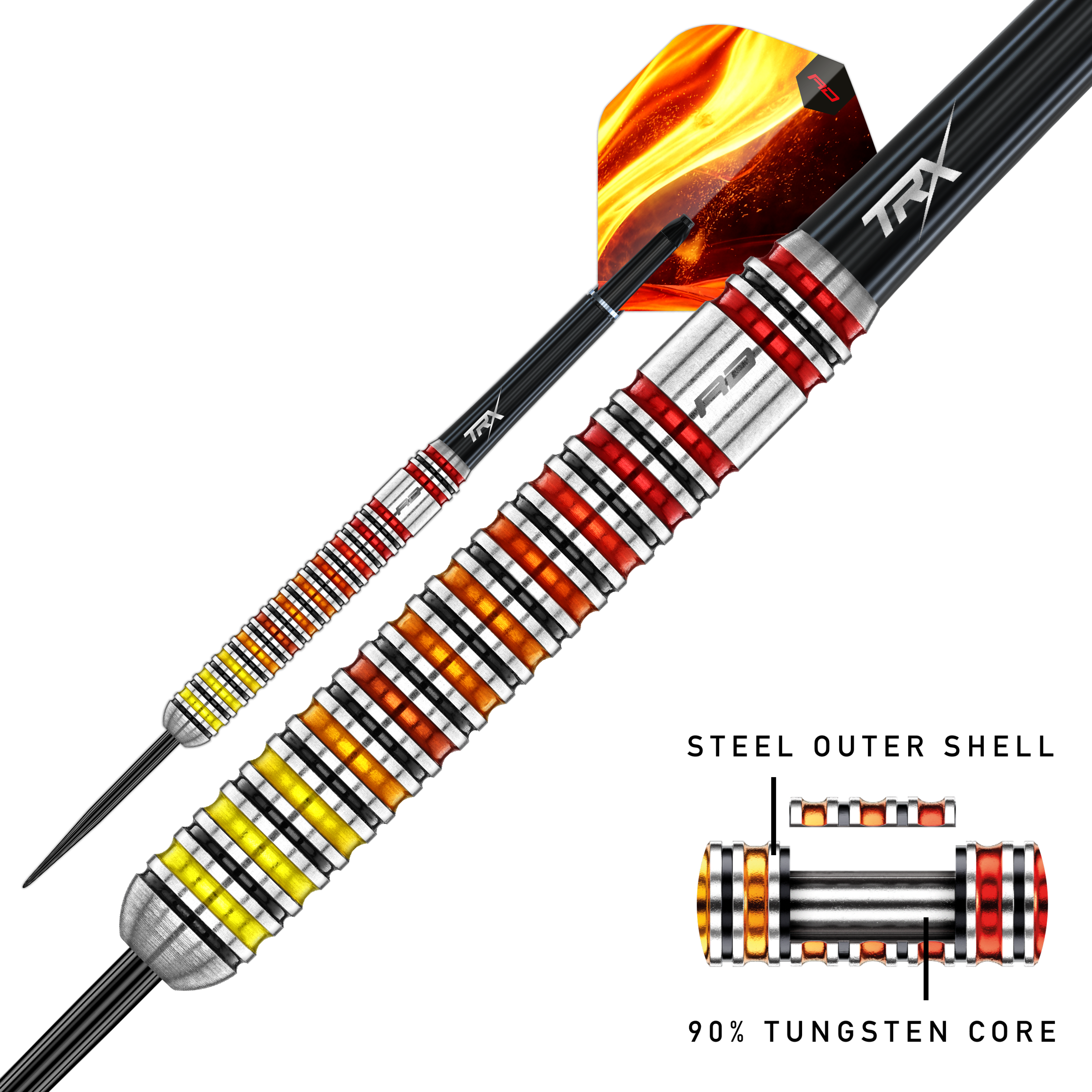 Red Dragon Furnace - 90% Tungsten Core Steel Tip Darts - 22g 24g