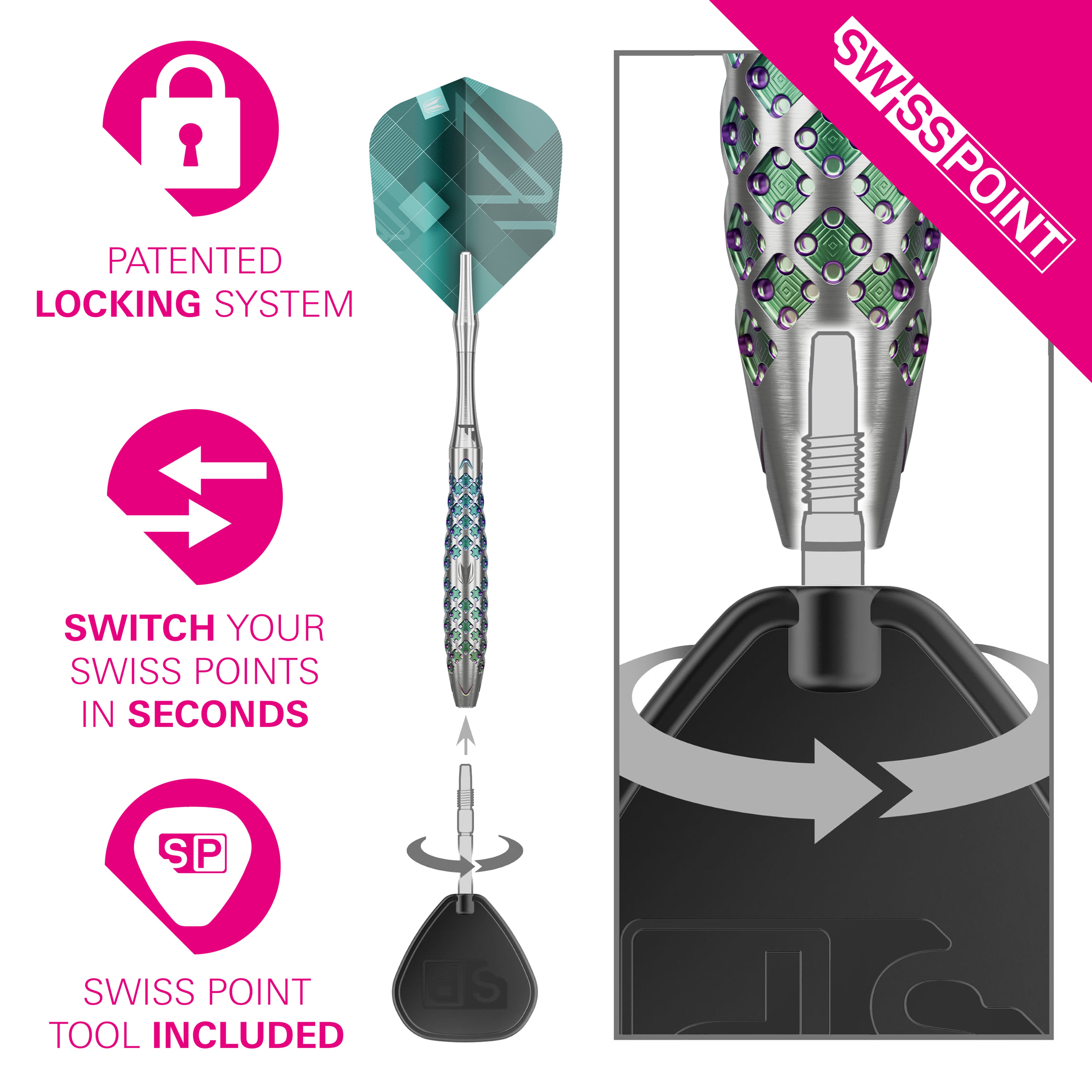 Target ROVE 02 Steel Tip Darts Set 2024 - 90% Tungsten - 23g 25g