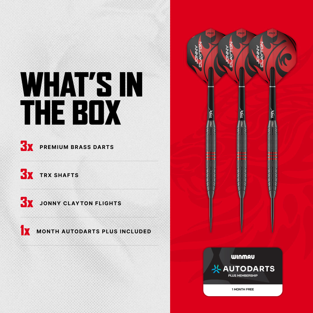 Red Dragon Jonny Clayton Core Brass Darts Set - 21g