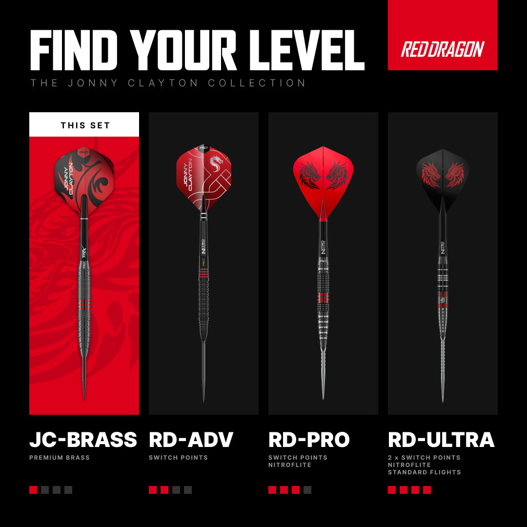 Red Dragon Jonny Clayton Core Brass Darts Set - 21g
