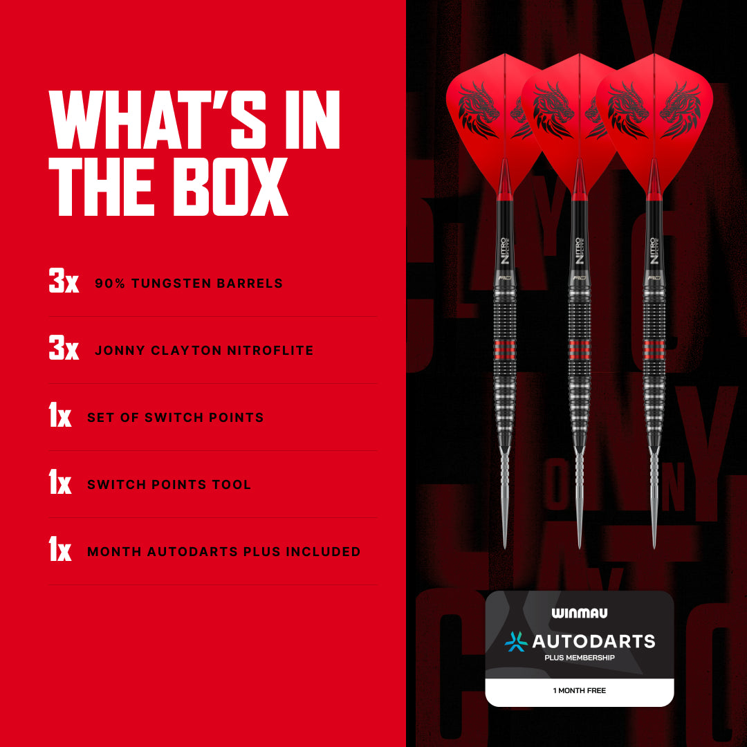 Red Dragon Jonny Clayton RD-PRO 90% Tungsten Switch Point Darts - 22g 23g 24g