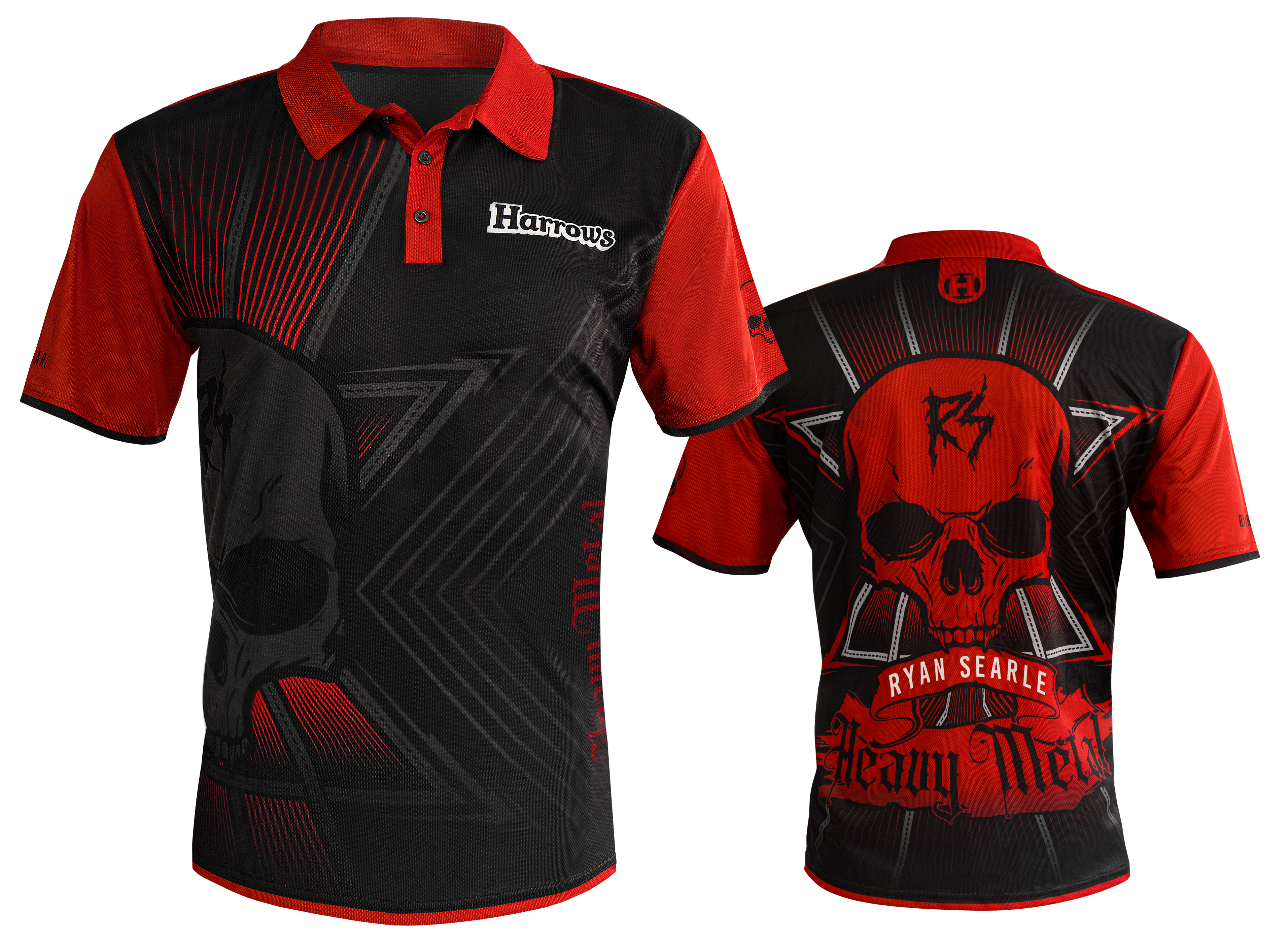 Harrows Ryan 'Heavy Metal" Searle Official Dart Shirt - Red & Black - Small to 5XL