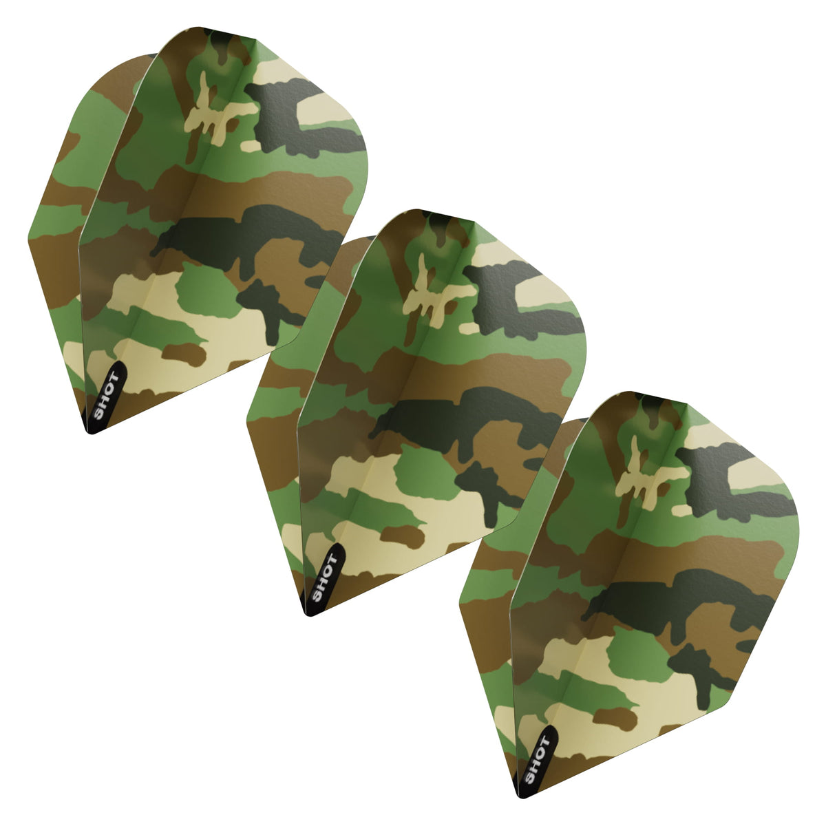 Shot Woodlands Camo Green Dart Flight Set - No6 Standard Shape