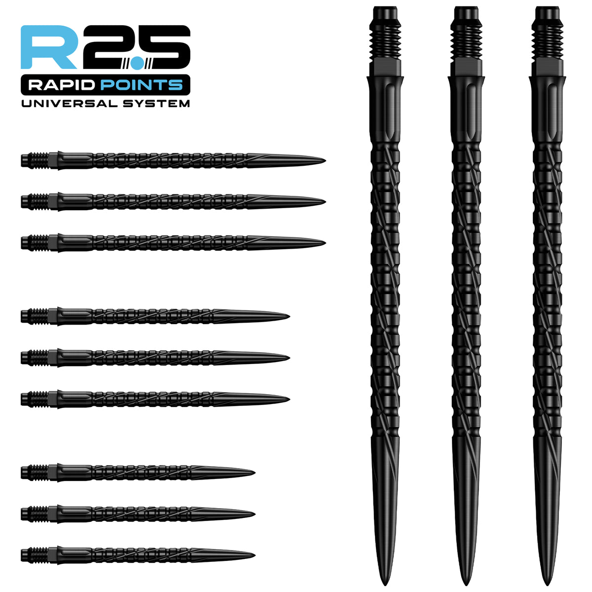 Mission R2.5 Rapid Dart Points - SG2 - Black - 30mm 35mm 40mm