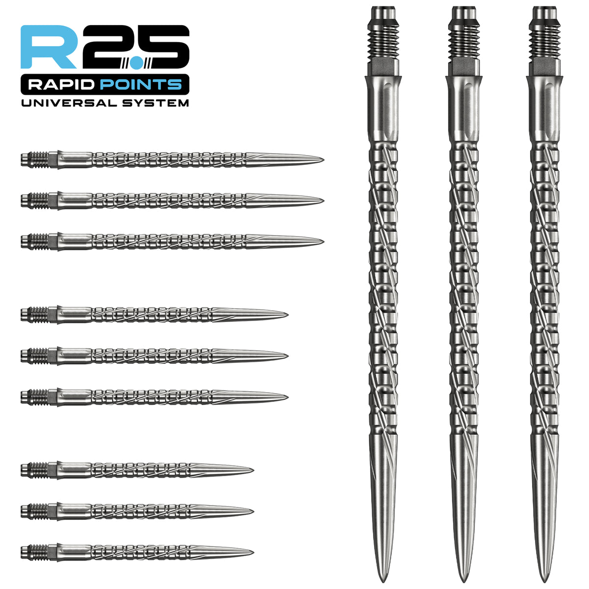 Mission R2.5 Rapid Dart Points - SG2 - Silver - 30mm 35mm 40mm