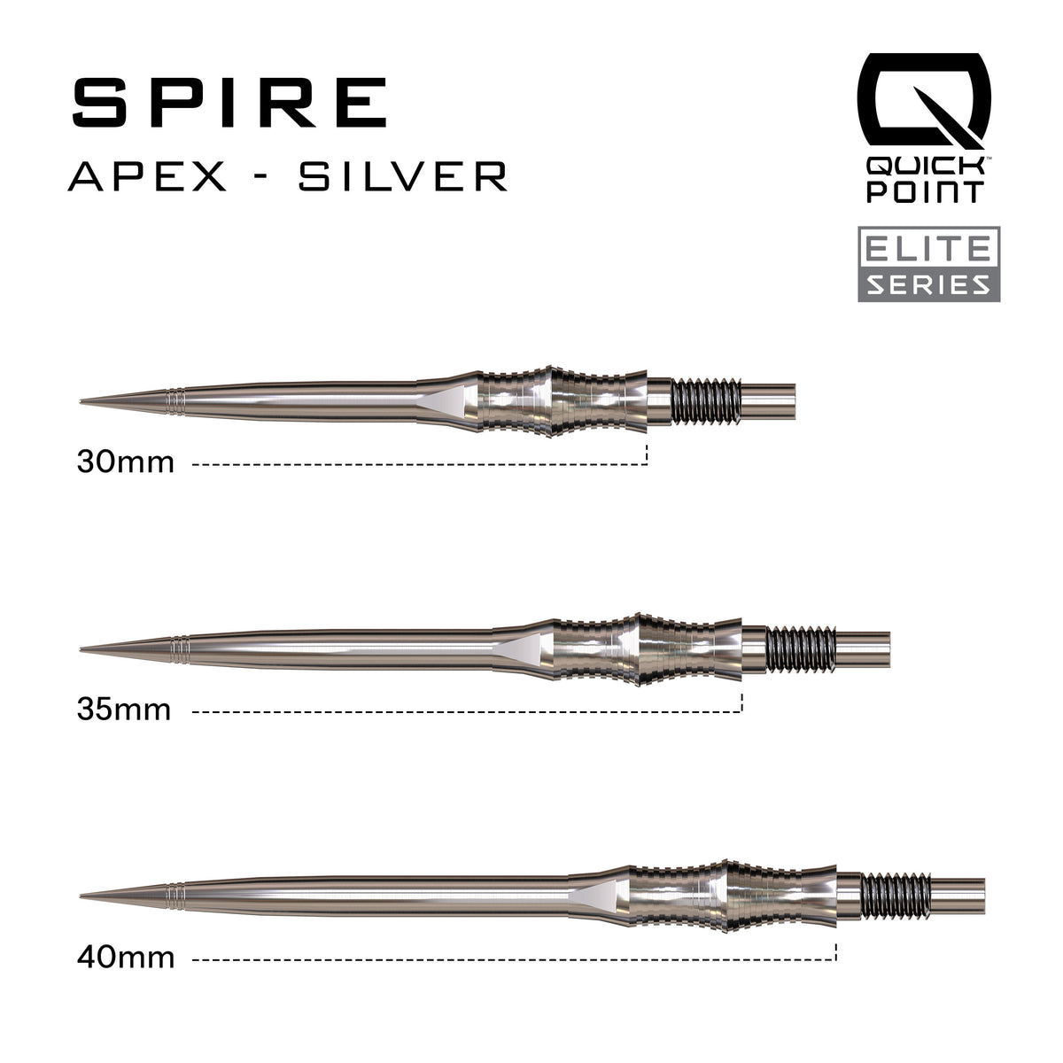 Harrows Apex Spire - Elite Series Quick Point - 30mm 35mm 40mm