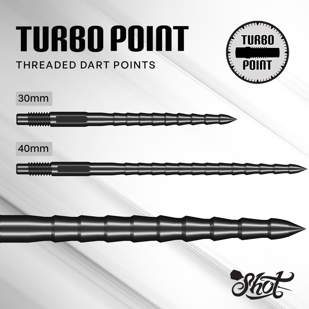 Shot Turbo RS Steel Tip Turbo Points Black - 30mm 40mm