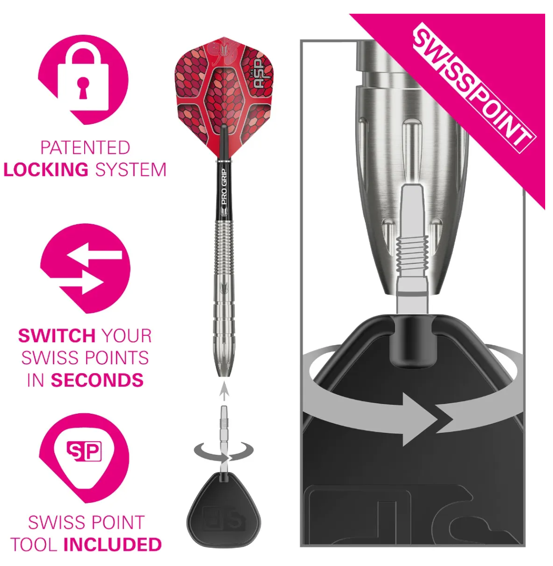 Target Nathan 'The Asp' Aspinall - G1 - 90% Tungsten Darts - Swiss Point - 22g 24g 26g