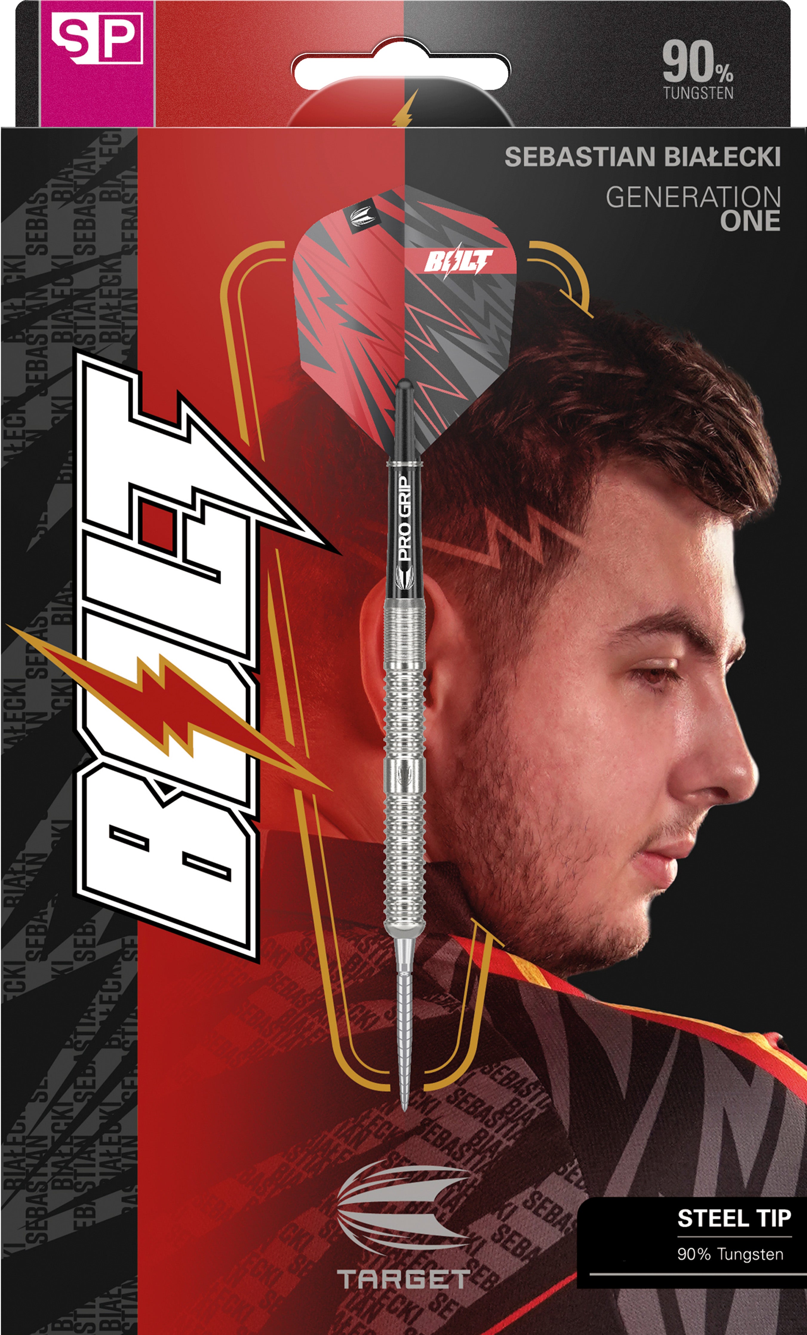 Target Sebastian 'Bolt' Bialecki SP Steel Tip Darts Set 2024 - 90% Tungsten - 22g