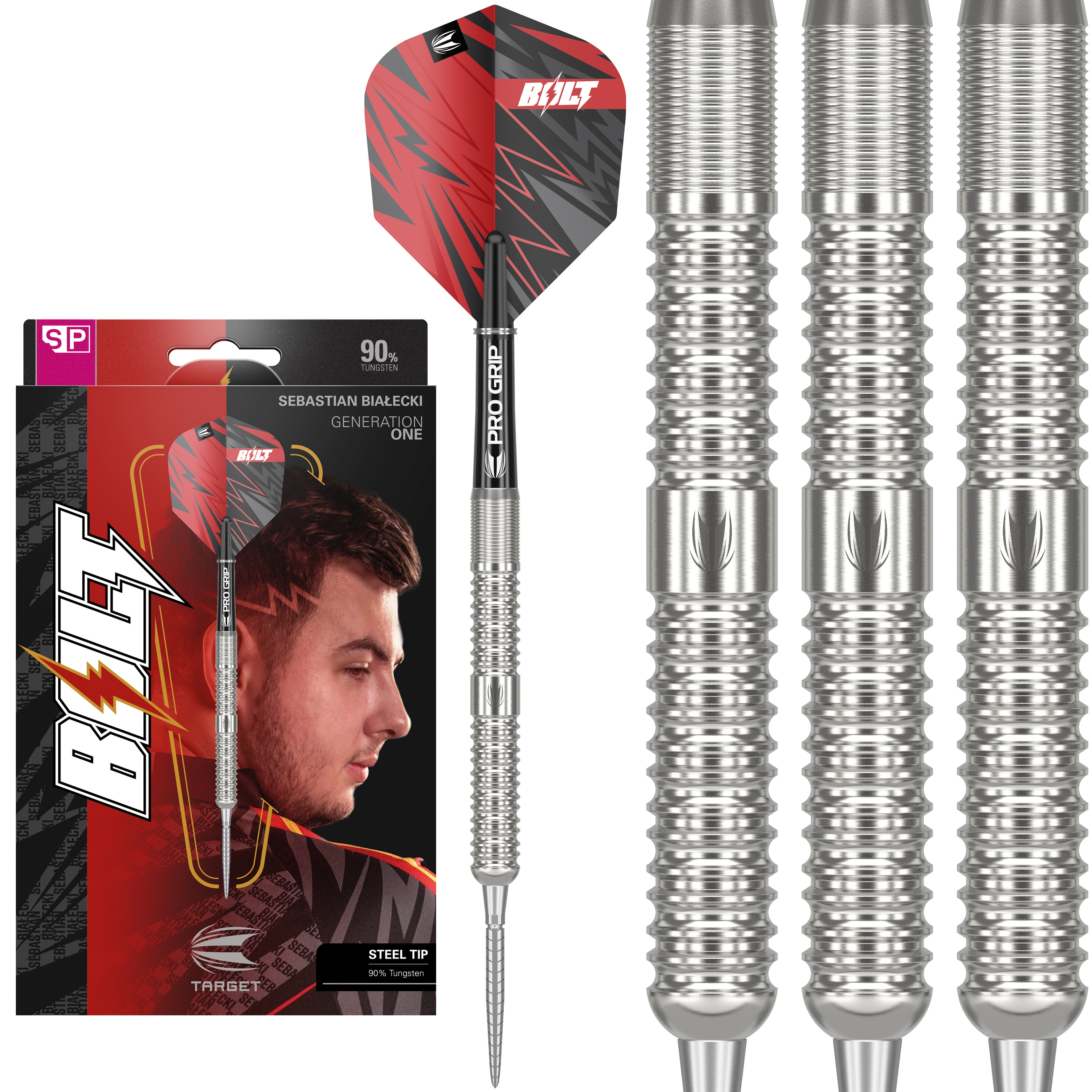 Target Sebastian 'Bolt' Bialecki SP Steel Tip Darts Set 2024 - 90% Tungsten - 22g