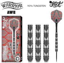Shot Warrior Awe Steel Tip Dart Set - 90% Tungsten Darts - 22g 23g 24g 26g