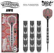 Shot Warrior Awe Steel Tip Dart Set - 90% Tungsten Darts - 22g 23g 24g 26g
