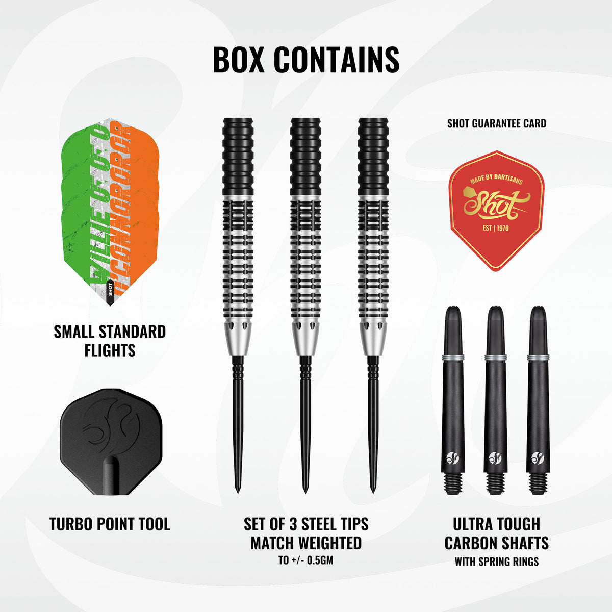 Shot Pro Series Willie O'Connor - Magpie - Steel Tip Dart Set - 90% Tungsten - Turbo Point - 23g 24g