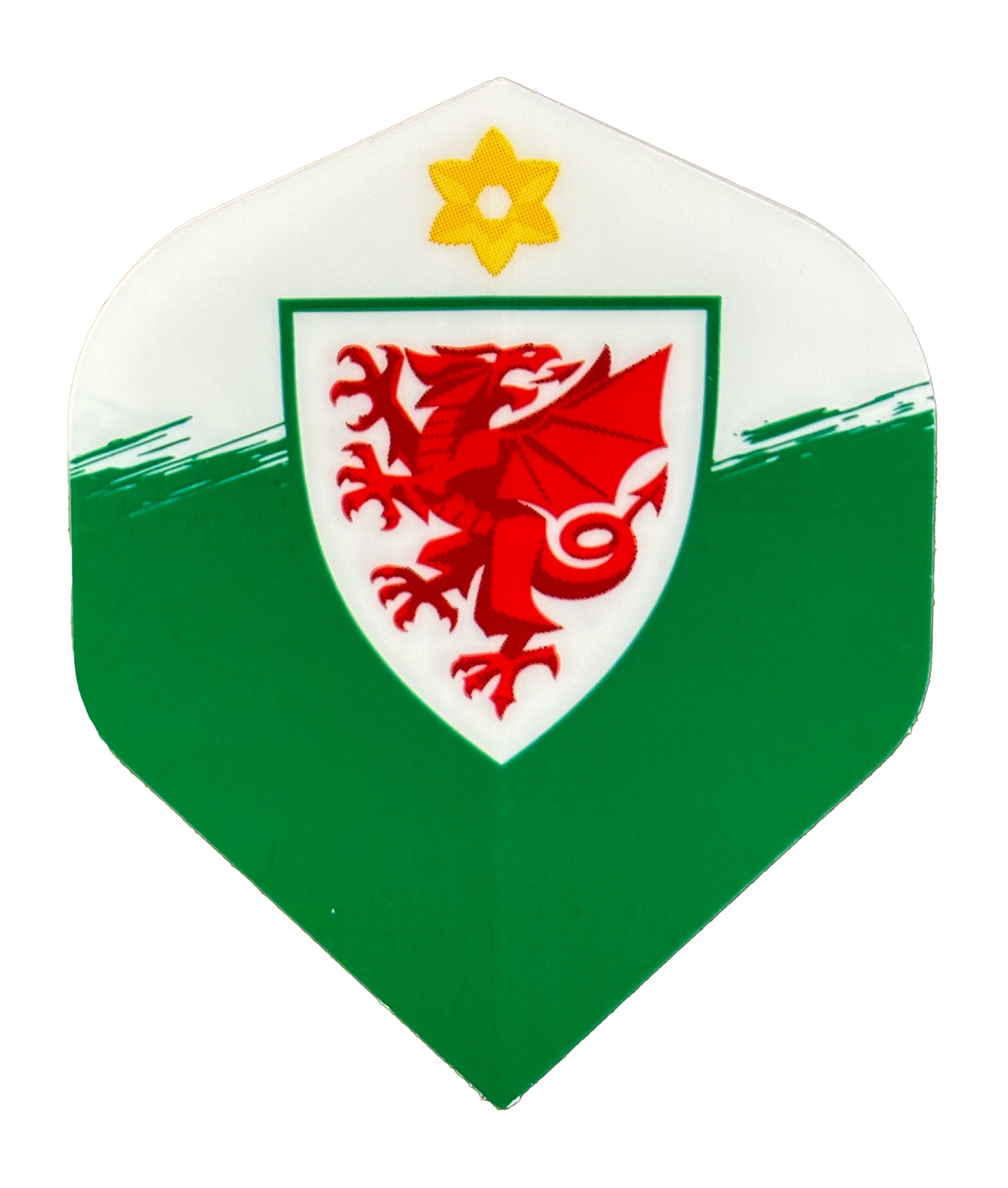 WALES FA - DART FLIGHTS - 100 MICRON - NO2 - STANDARD - WELSH \ CYMRU - F4 - WHITE & GREEN