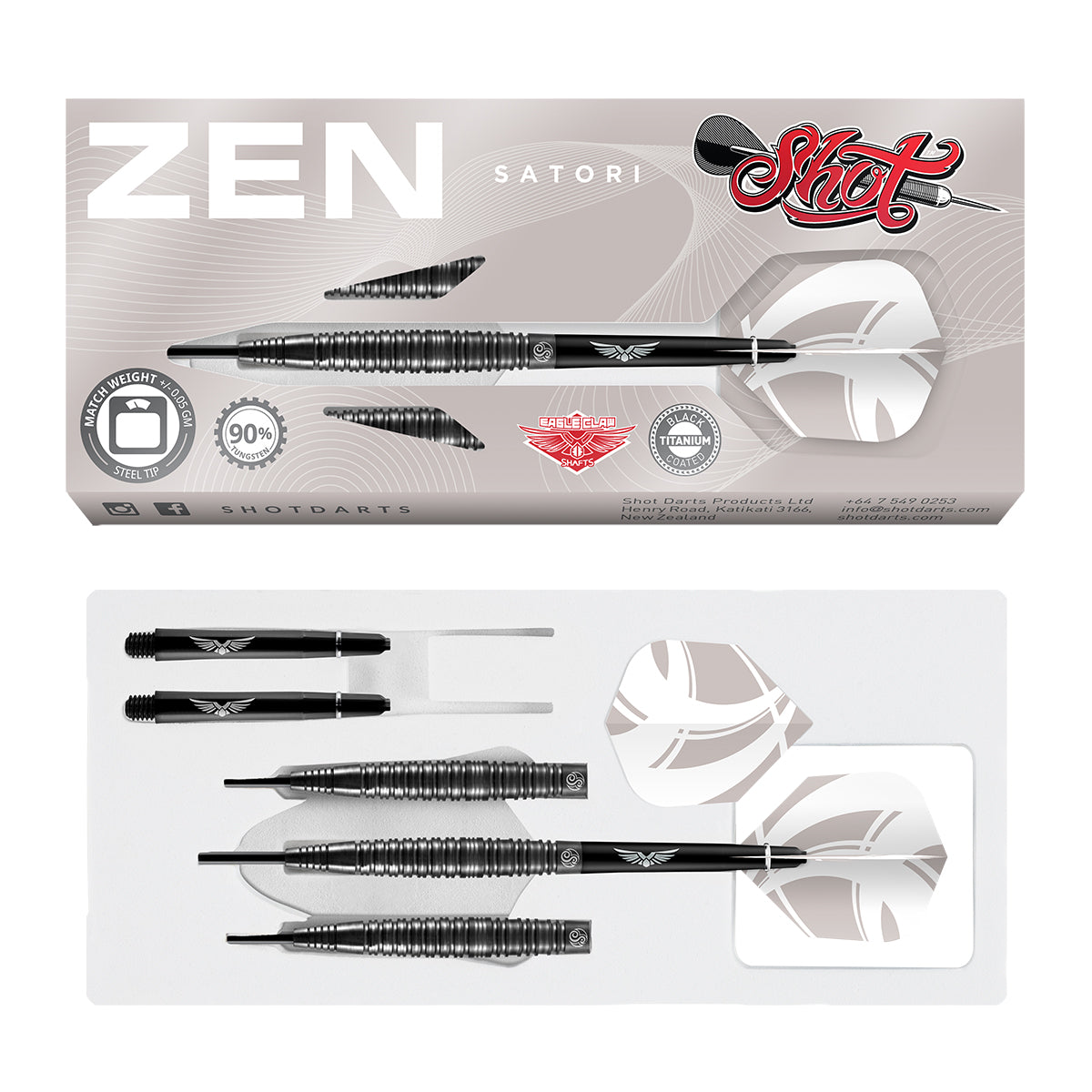 Shot Zen Satori - Steel Tip Dart Set - 90% Tungsten - 23g 24g 25g