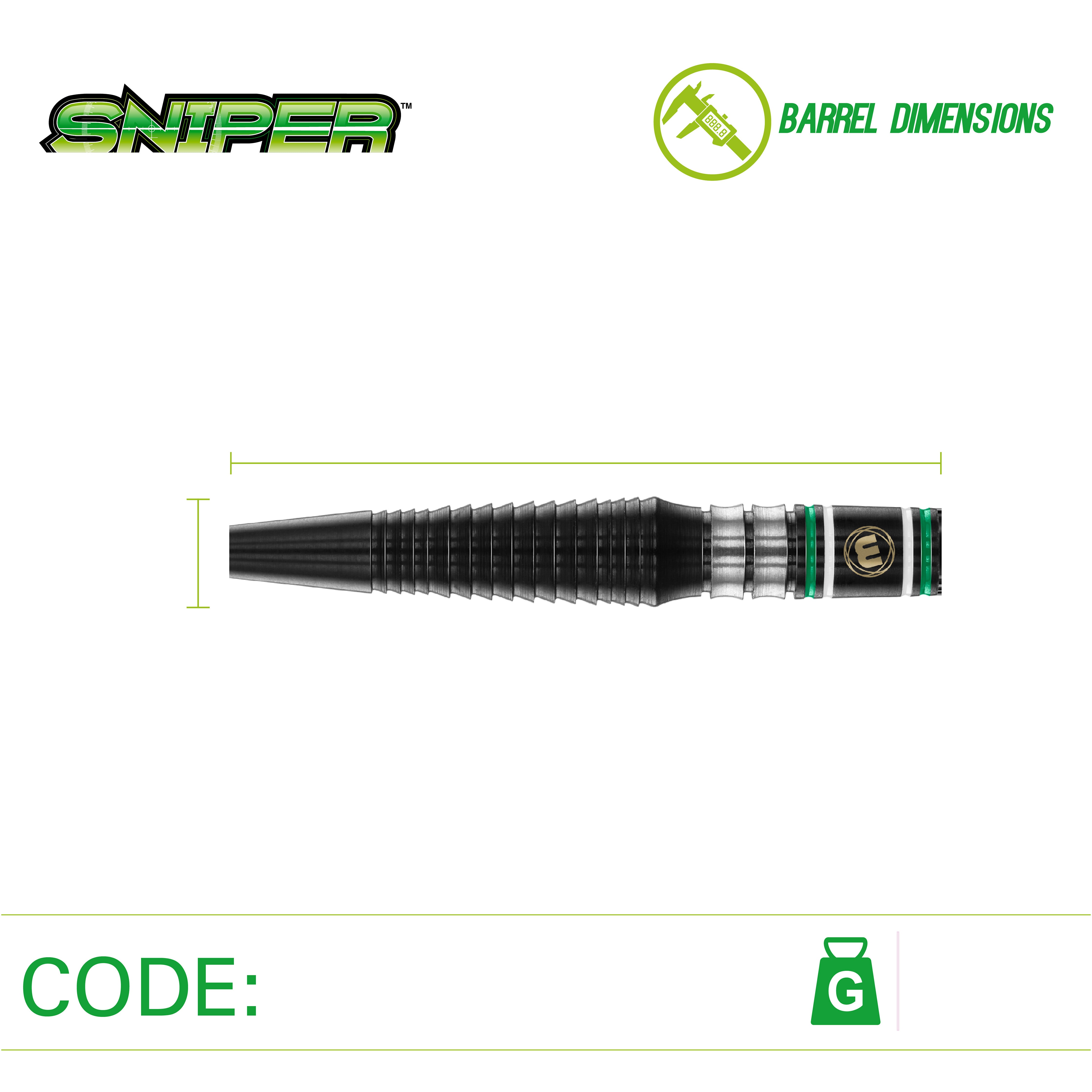 Winmau Sniper Black Steel Tip Darts Set - 90% Tungsten - 23g 24g