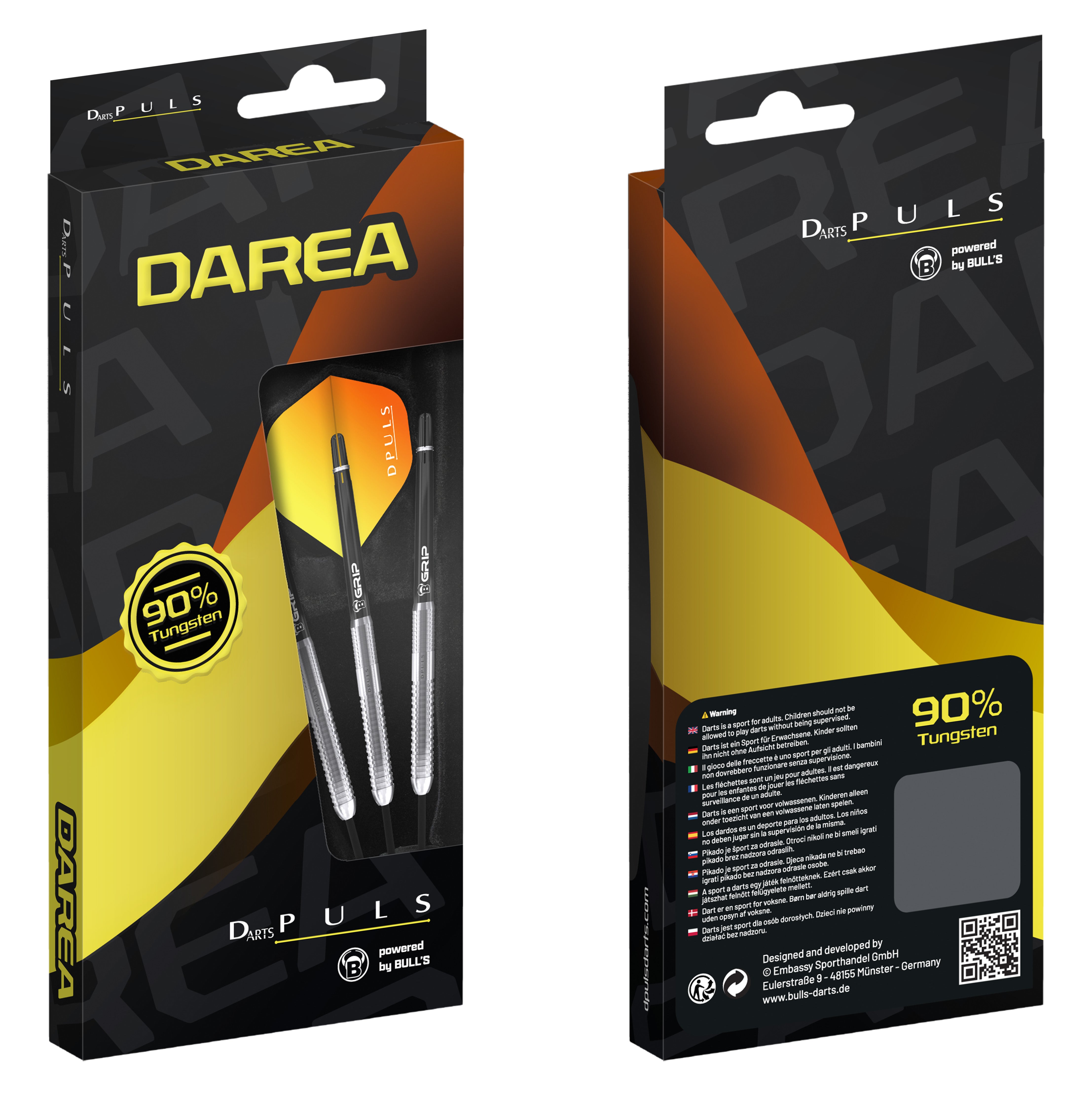 BULL'S DPuls Darea - 90% Tungsten - Steel Tip Darts - 22g