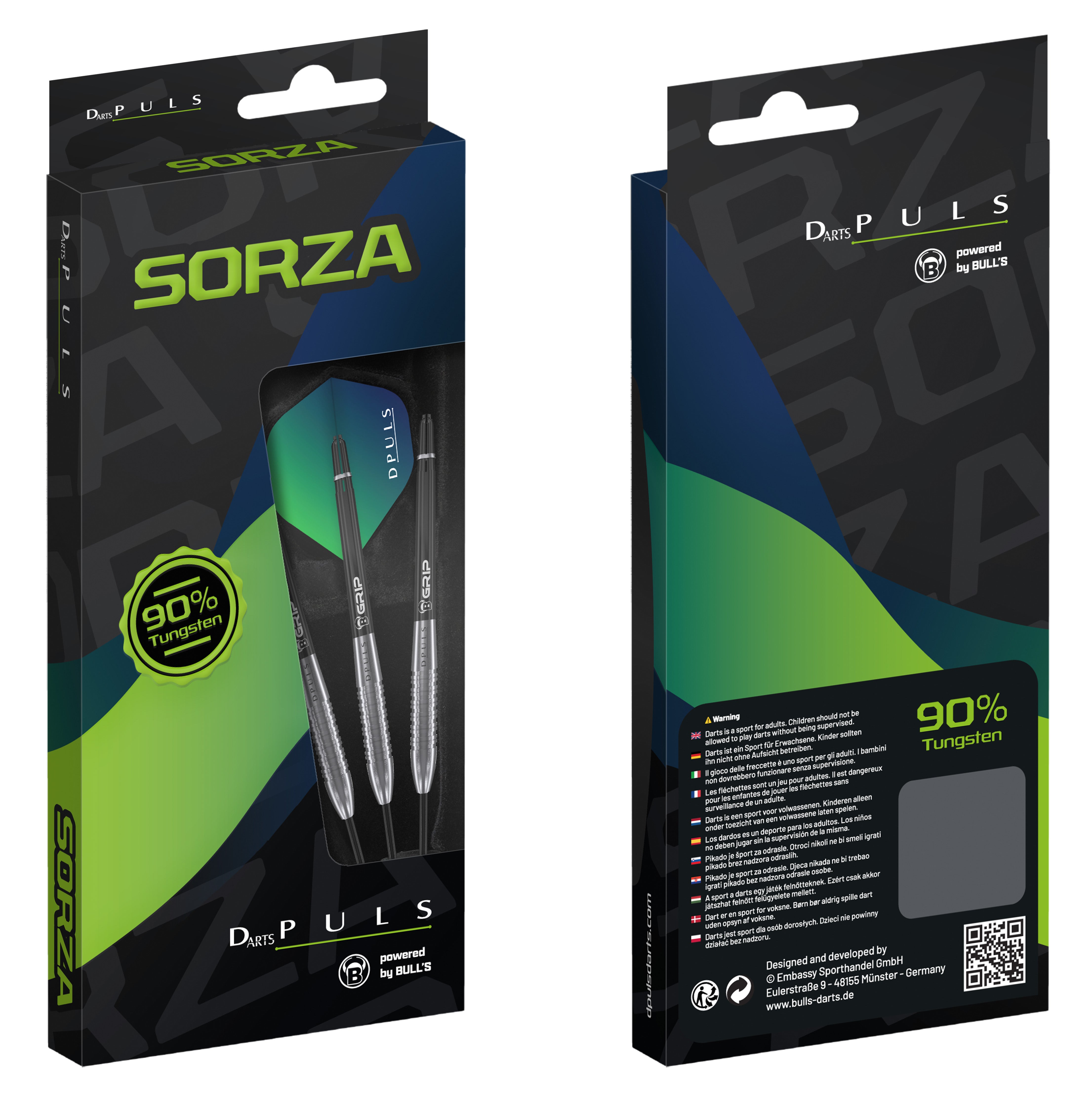 Bull's DPuls Sorza - 90% Tungsten - Steel Tip Darts - 24g