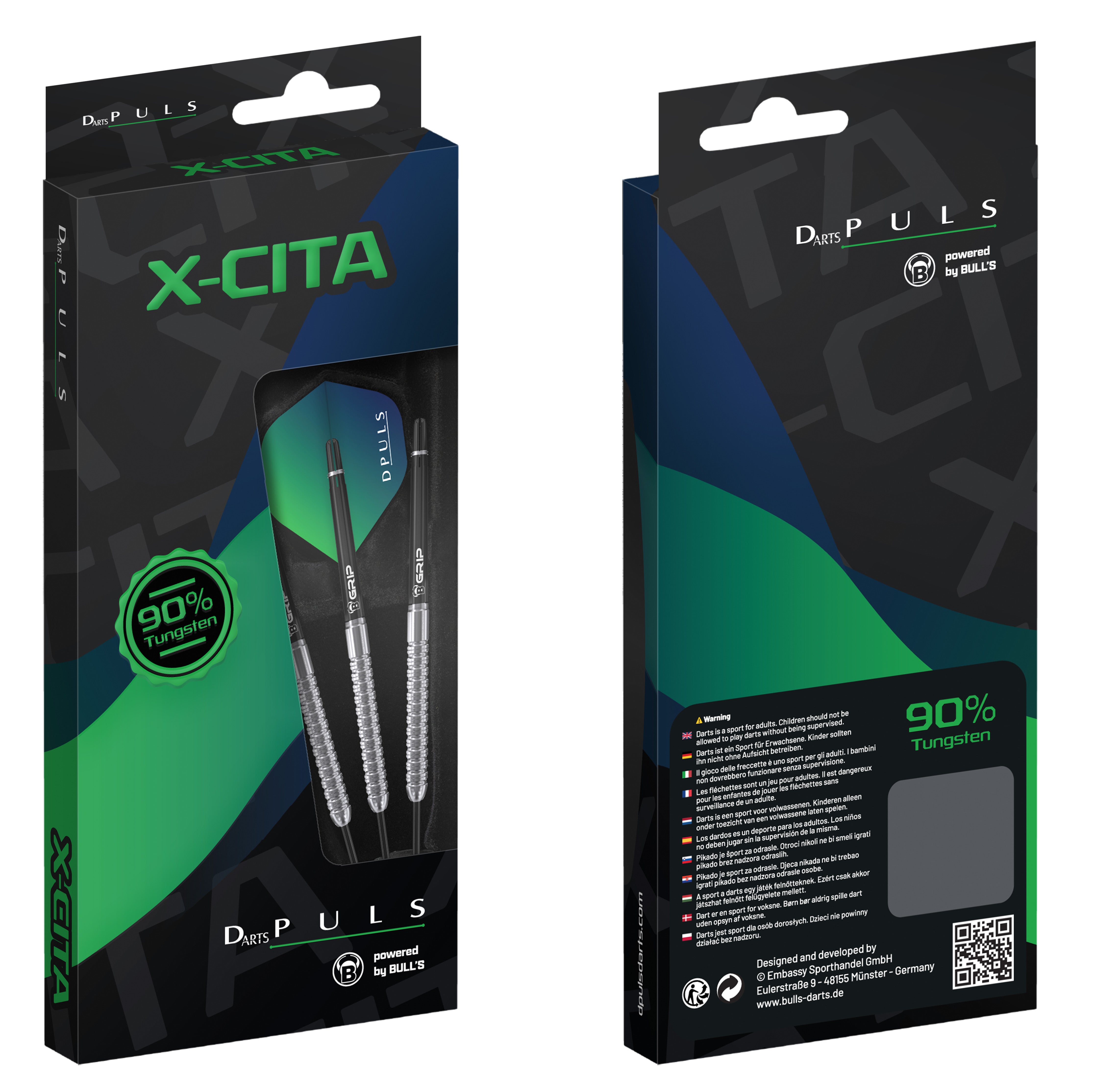 Bull's DPuls X-Cita - 90% Tungsten - Steel Tip Darts - 23g