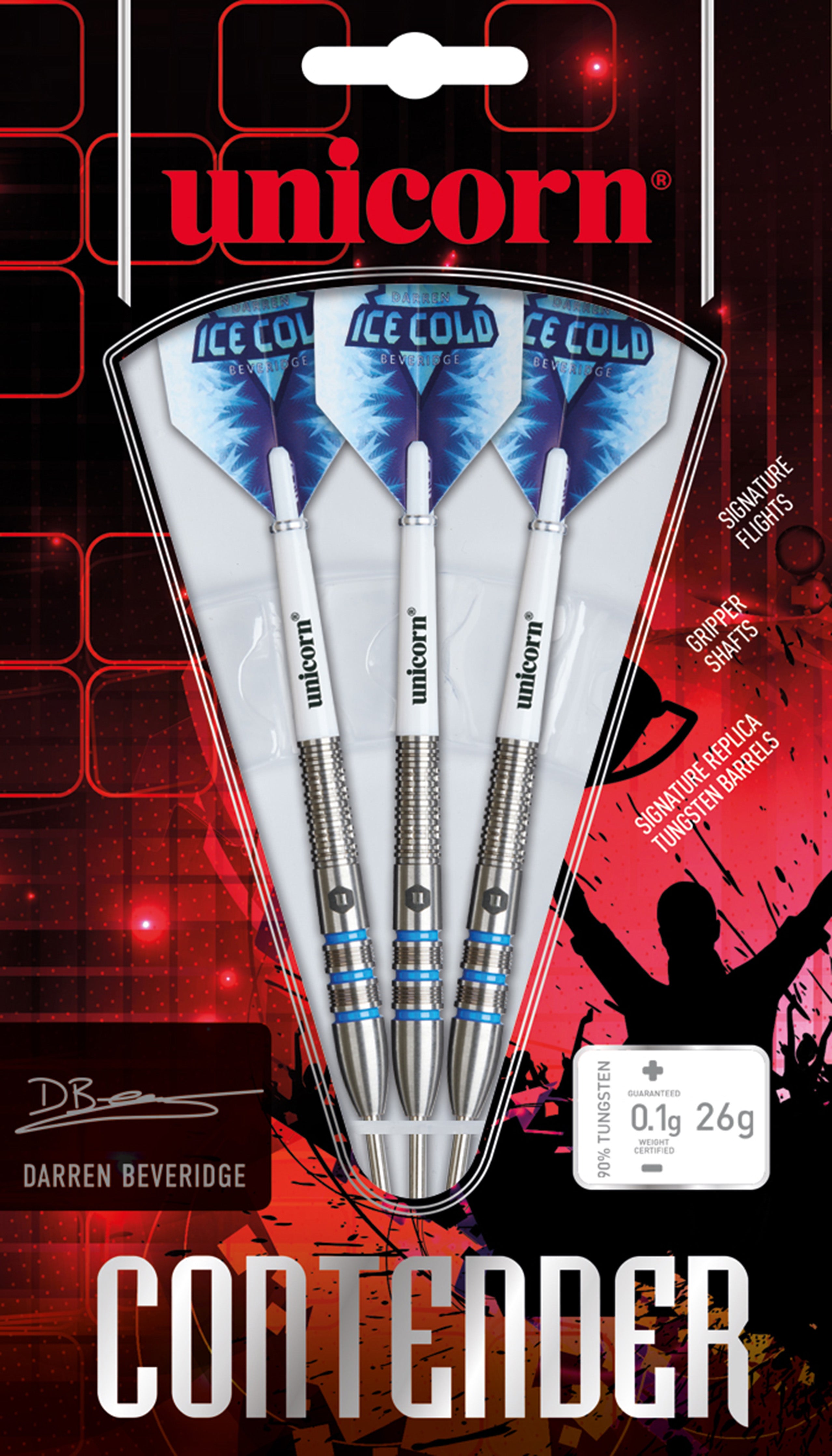 Unicorn Darren Beveridge Steel Tip Darts - 90% Tungsten - 26g
