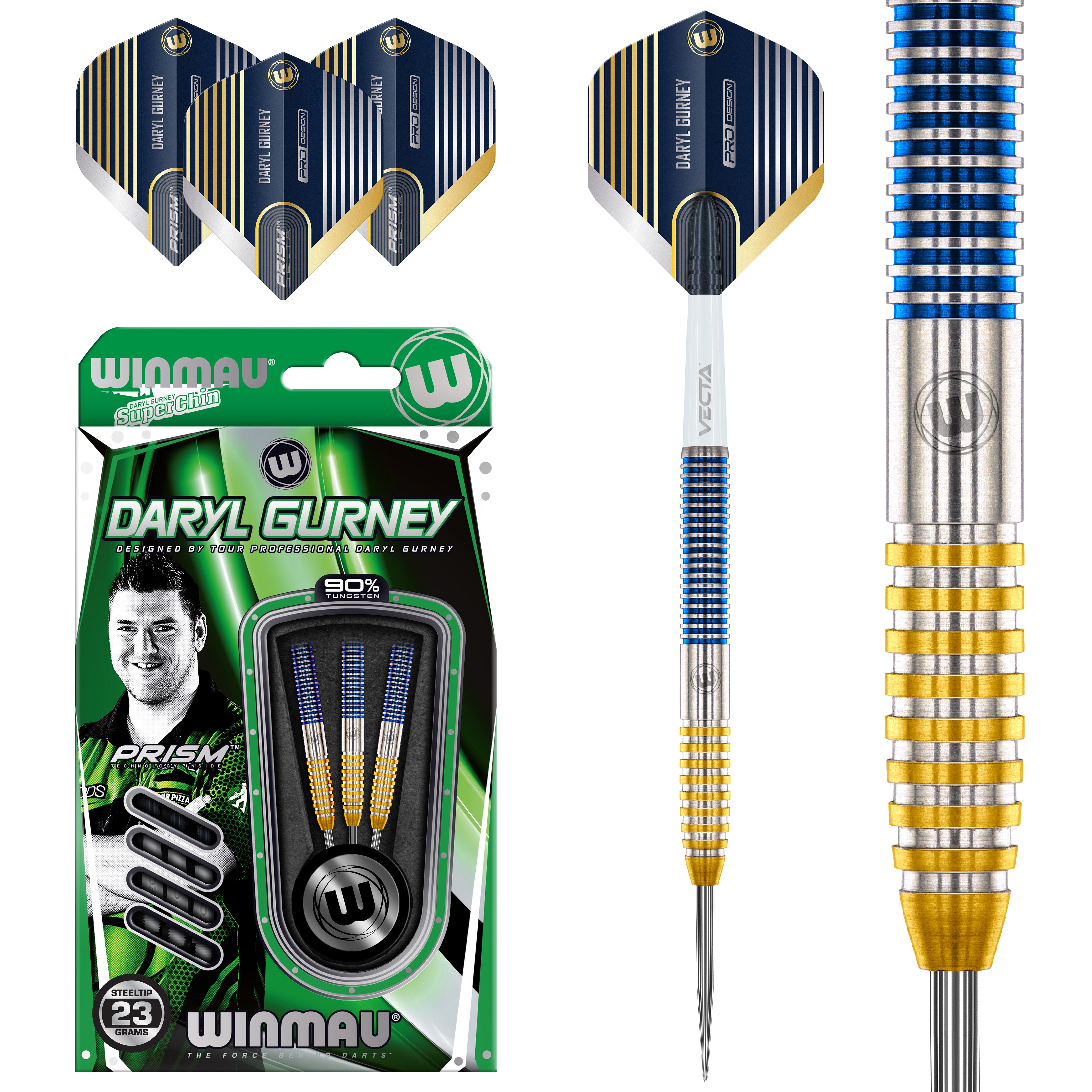 Winmau Daryl 'Superchin' Gurney SC 1.0 Series Steel Tip Darts Set - 90% Tungsten - 23g
