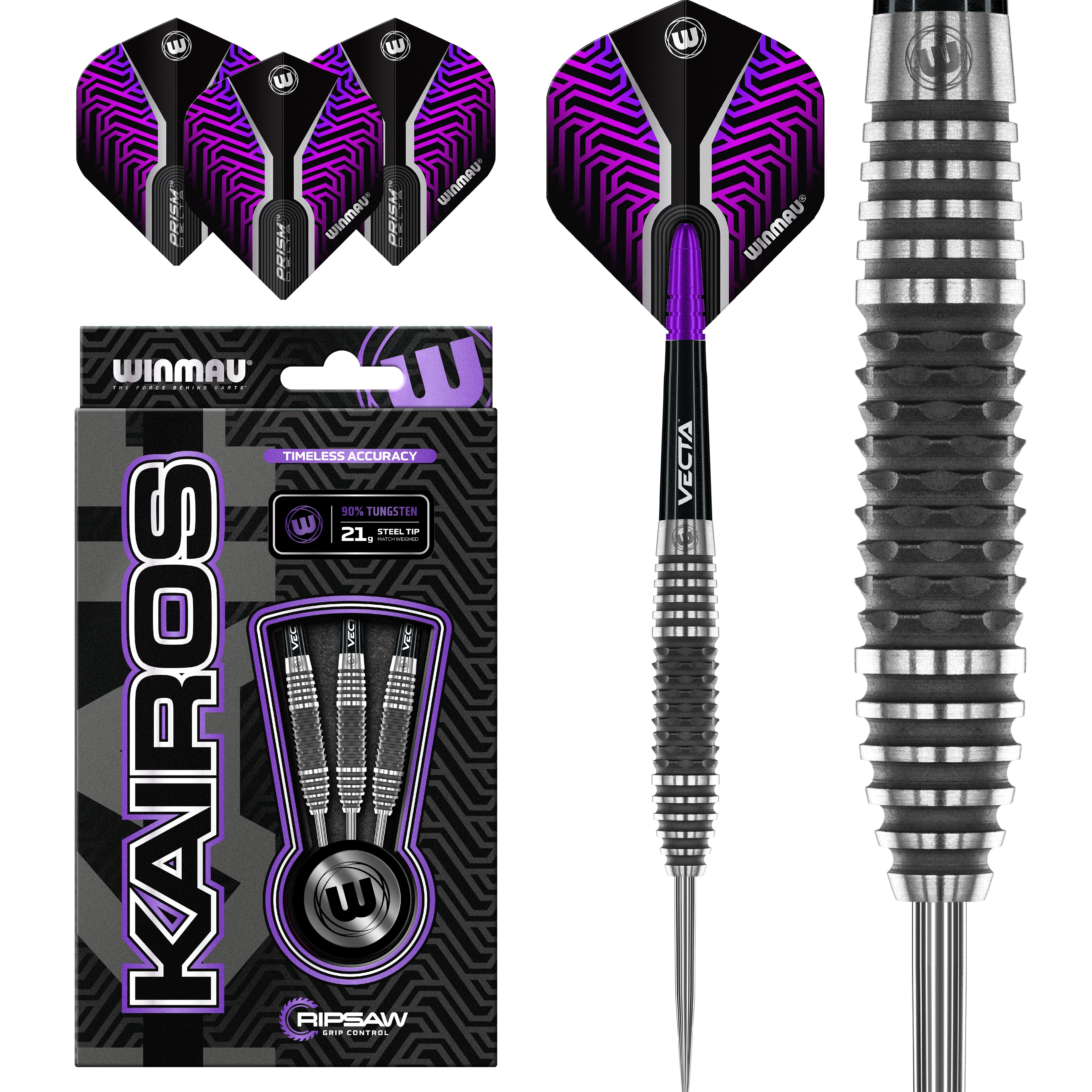 Winmau Kairos Steel Tip Darts Set - 90% Tungsten - 21g 23g