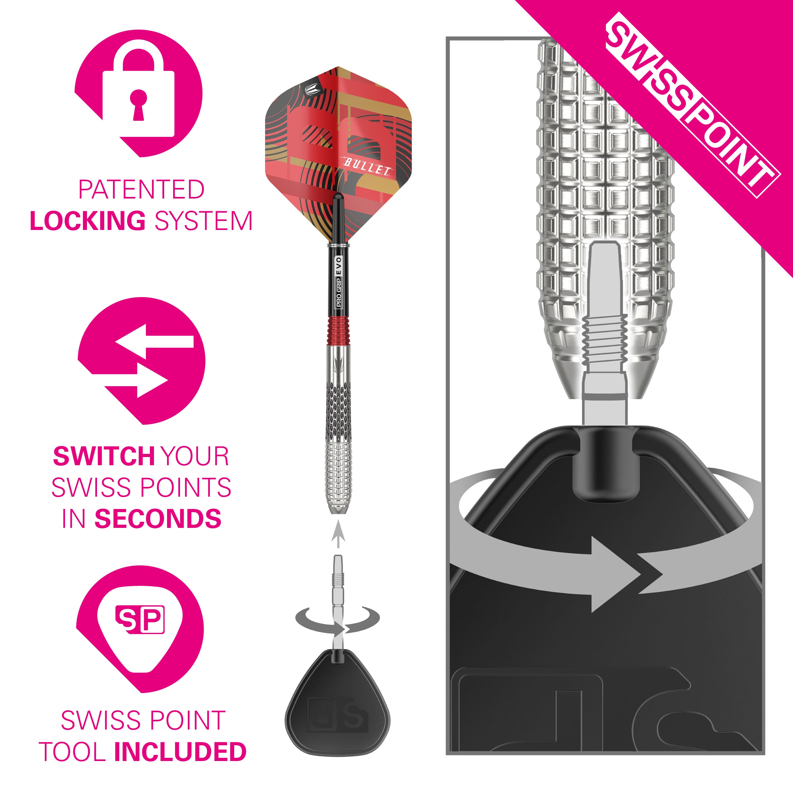 Target Stephen Bunting Gen 5 95% Tungsten SP Steel Tip Darts 2024 - 18g 22g 23g 25g