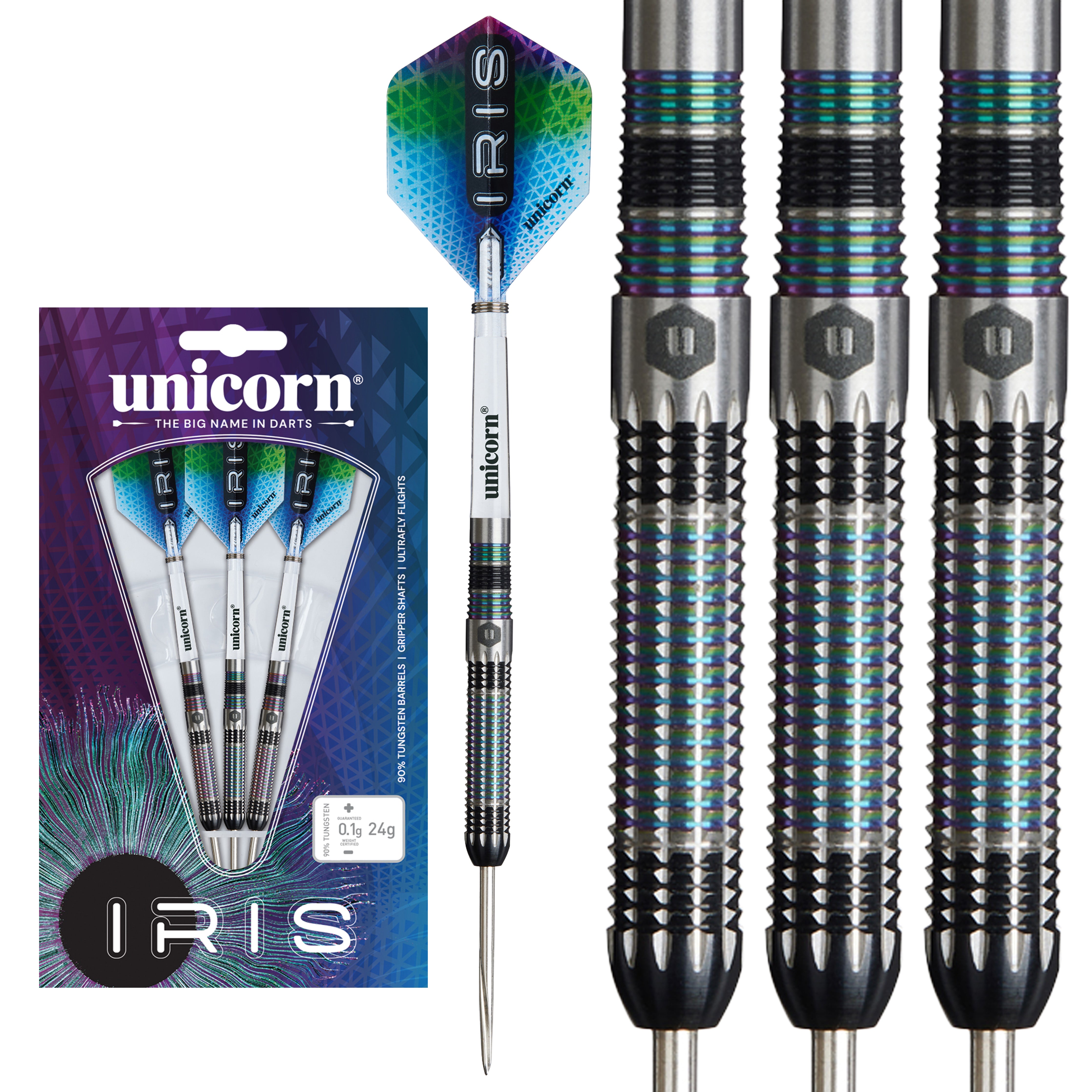Unicorn Iris Steel Tip Darts - 90% Tungsten - 22g & 24g
