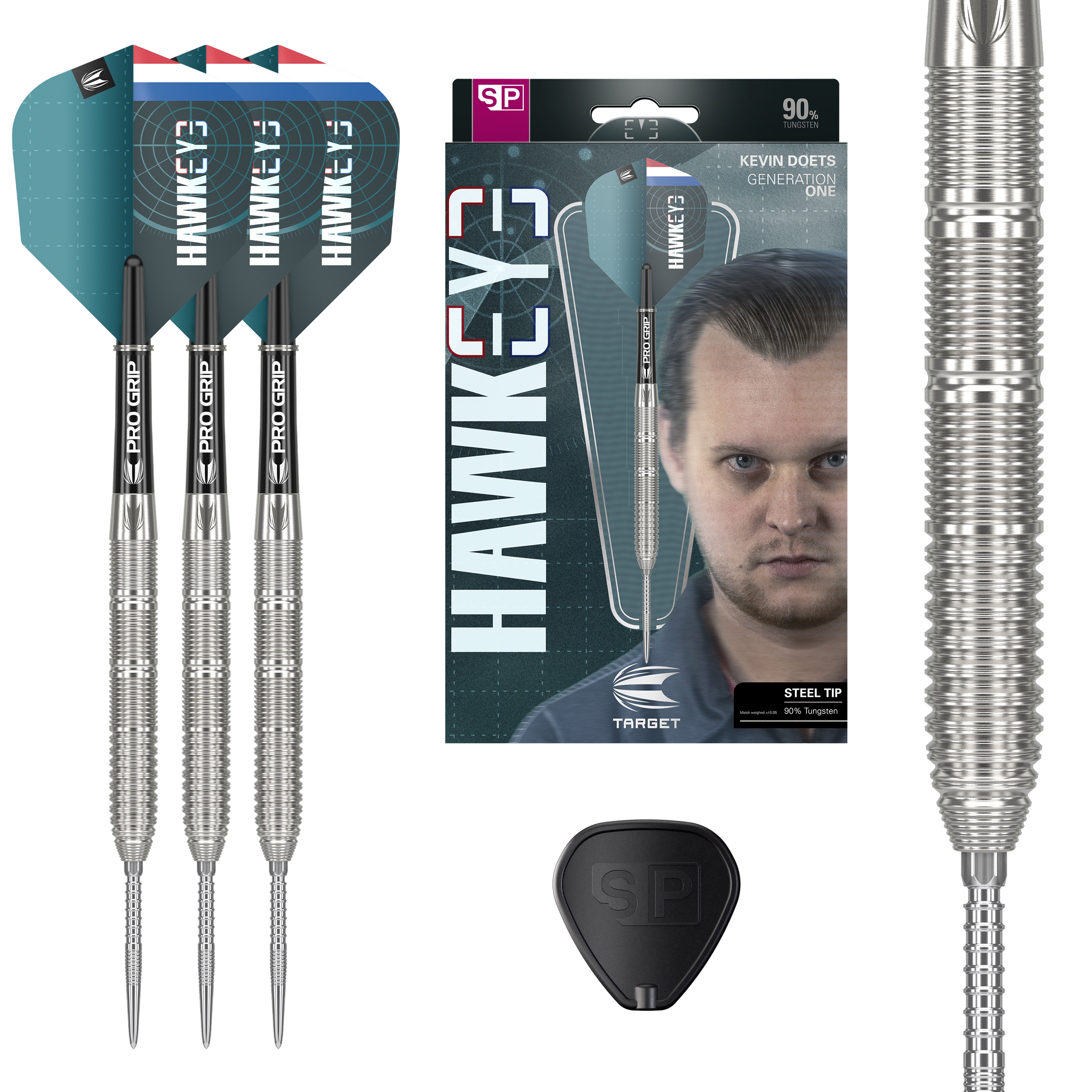 Target Kevin 'Hawkeye' Doets SP Steel Tip Darts Set 2024 - 90% Tungsten - 23g