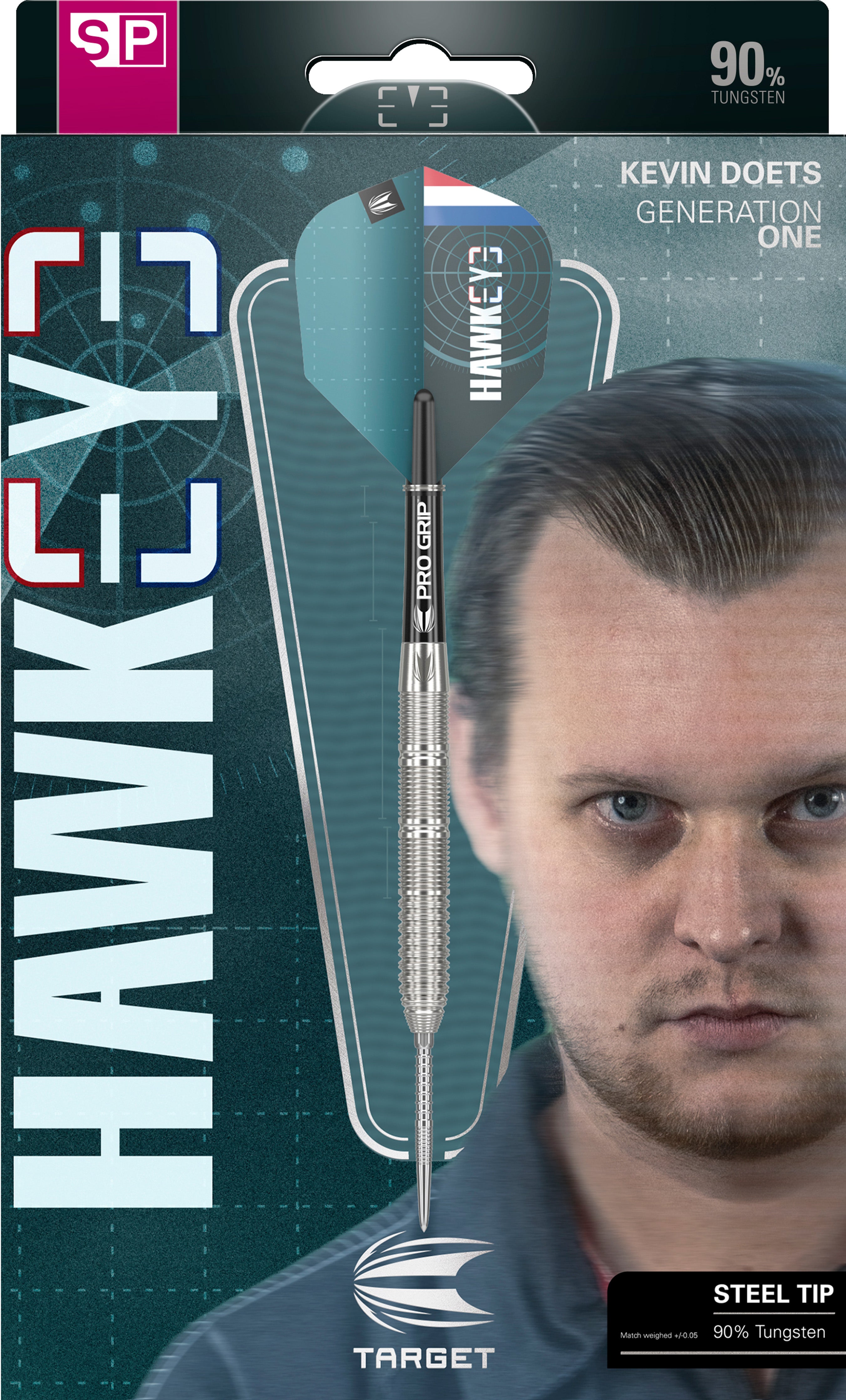 Target Kevin 'Hawkeye' Doets SP Steel Tip Darts Set 2024 - 90% Tungsten - 23g