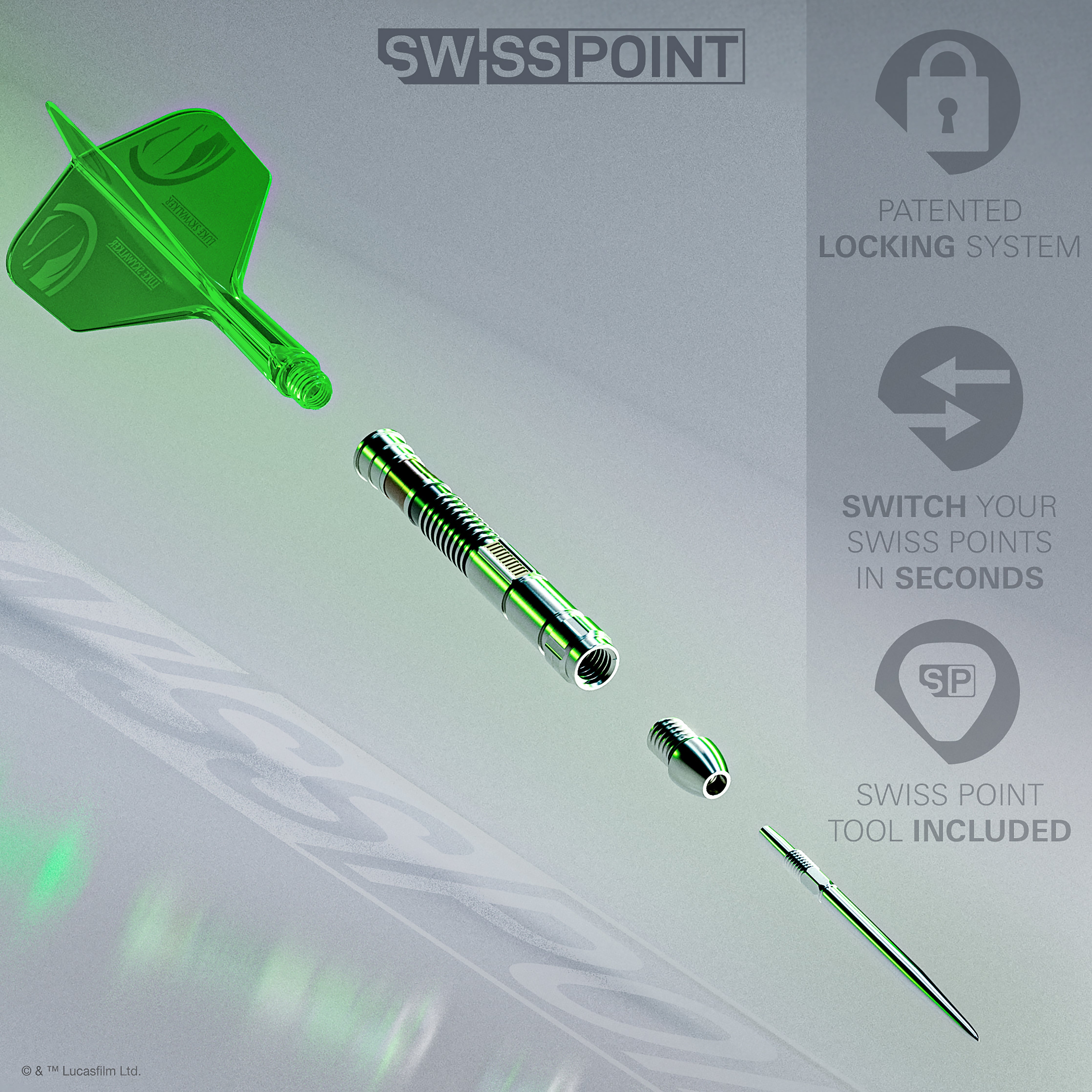 Star Wars Target Luke Skywalker "Jedi Knight" Lightsaber First Edition 95% Tungsten Steel Tip Darts -24g