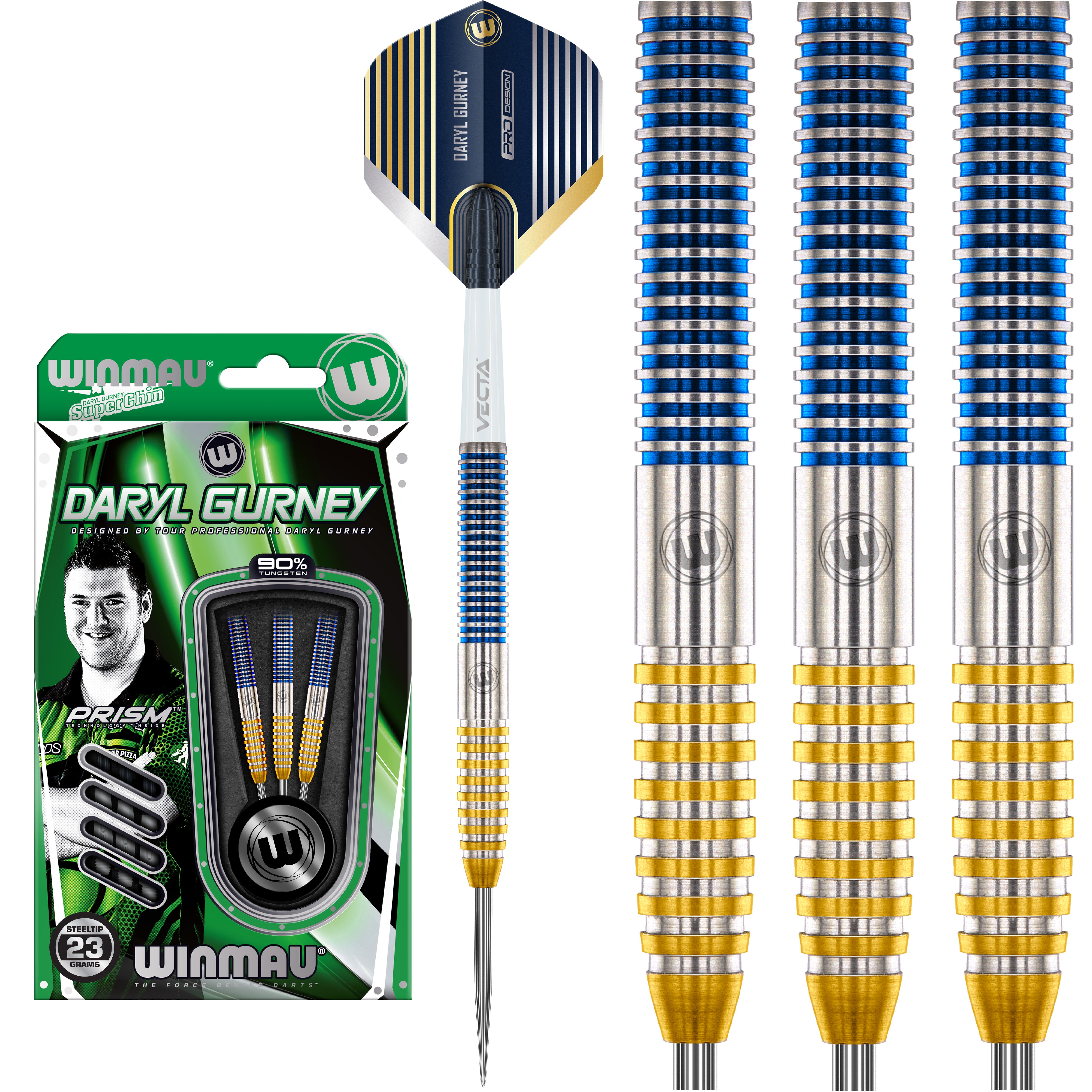 Winmau Daryl 'Superchin' Gurney SC 1.0 Series Steel Tip Darts Set - 90% Tungsten - 23g