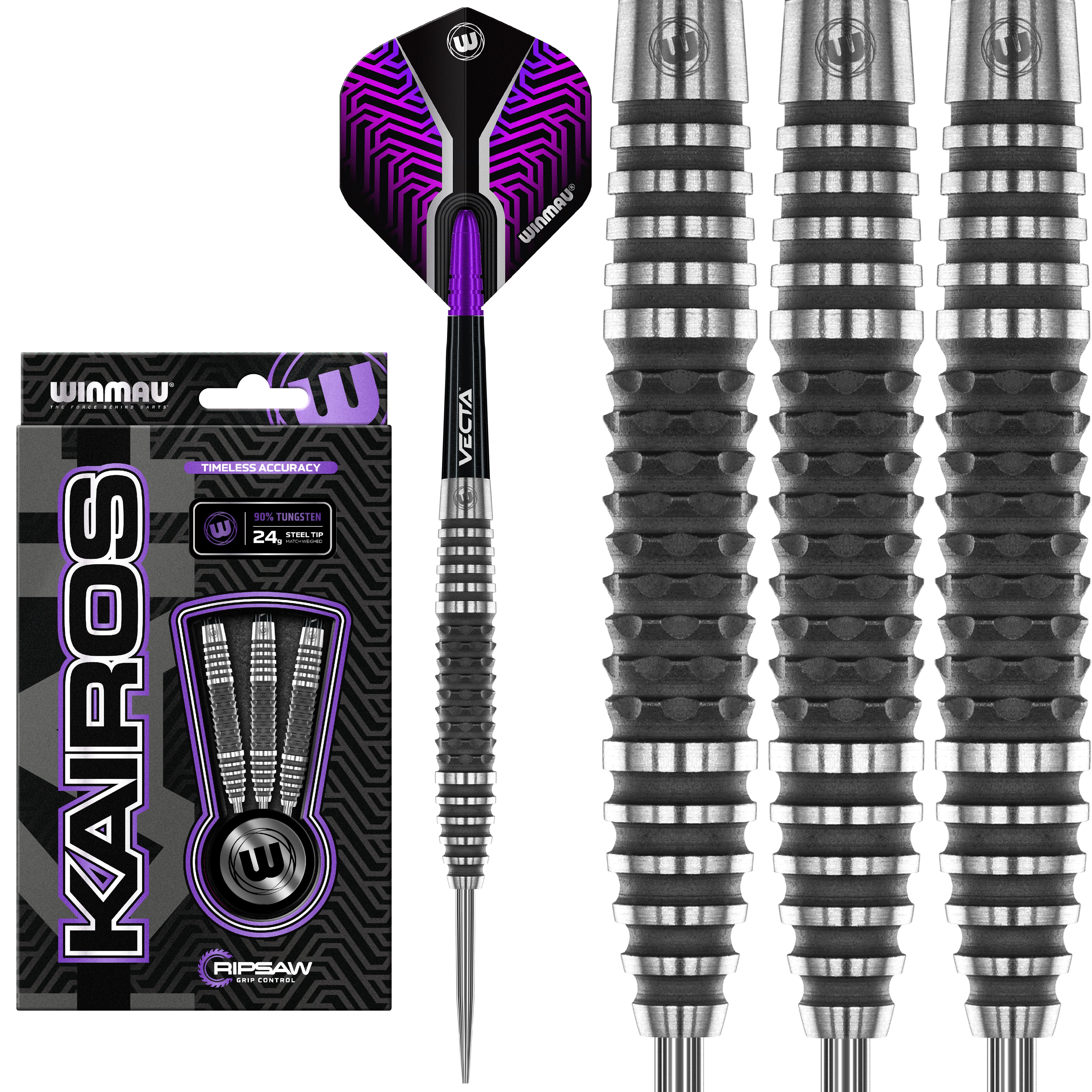 Winmau Kairos Steel Tip Darts Set - 90% Tungsten - 24g 26g