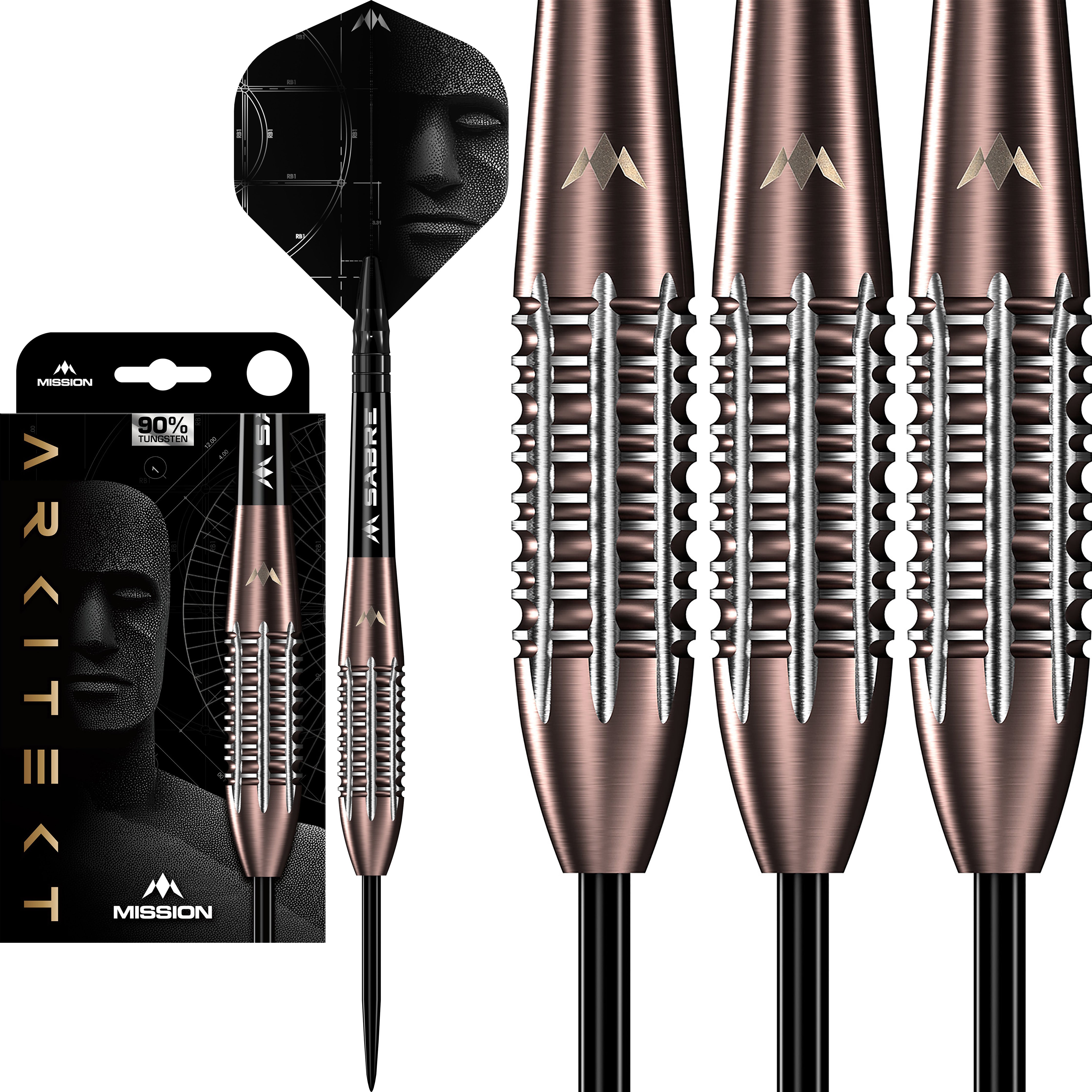 Mission Arkitekt Darts - Steel Tip - 90% Tungsten - Bronze Silica PVD - 23.5g 25.5g